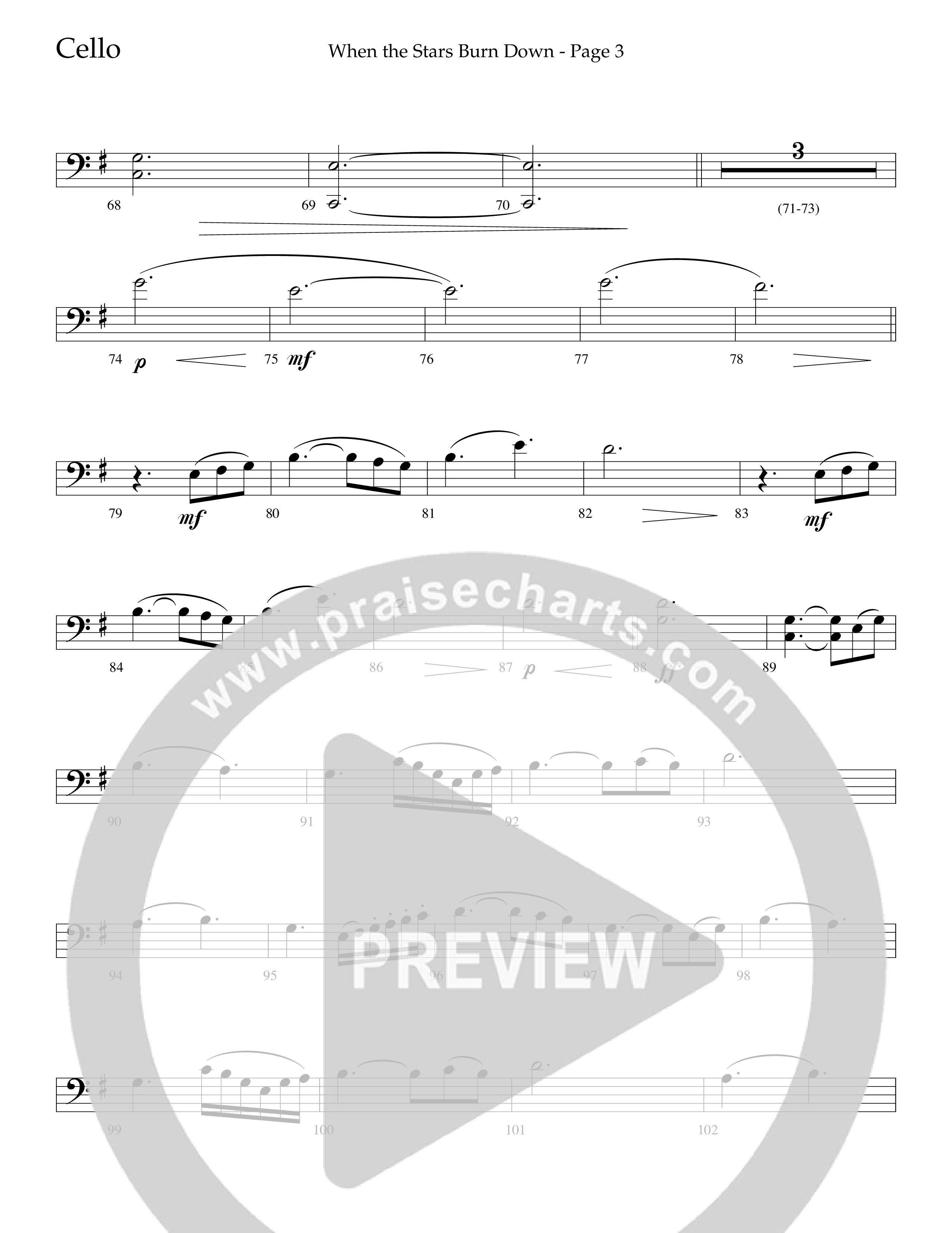 When The Stars Burn Down (Choral Anthem SATB) Cello (Lifeway Choral / Arr. Russell Mauldin)