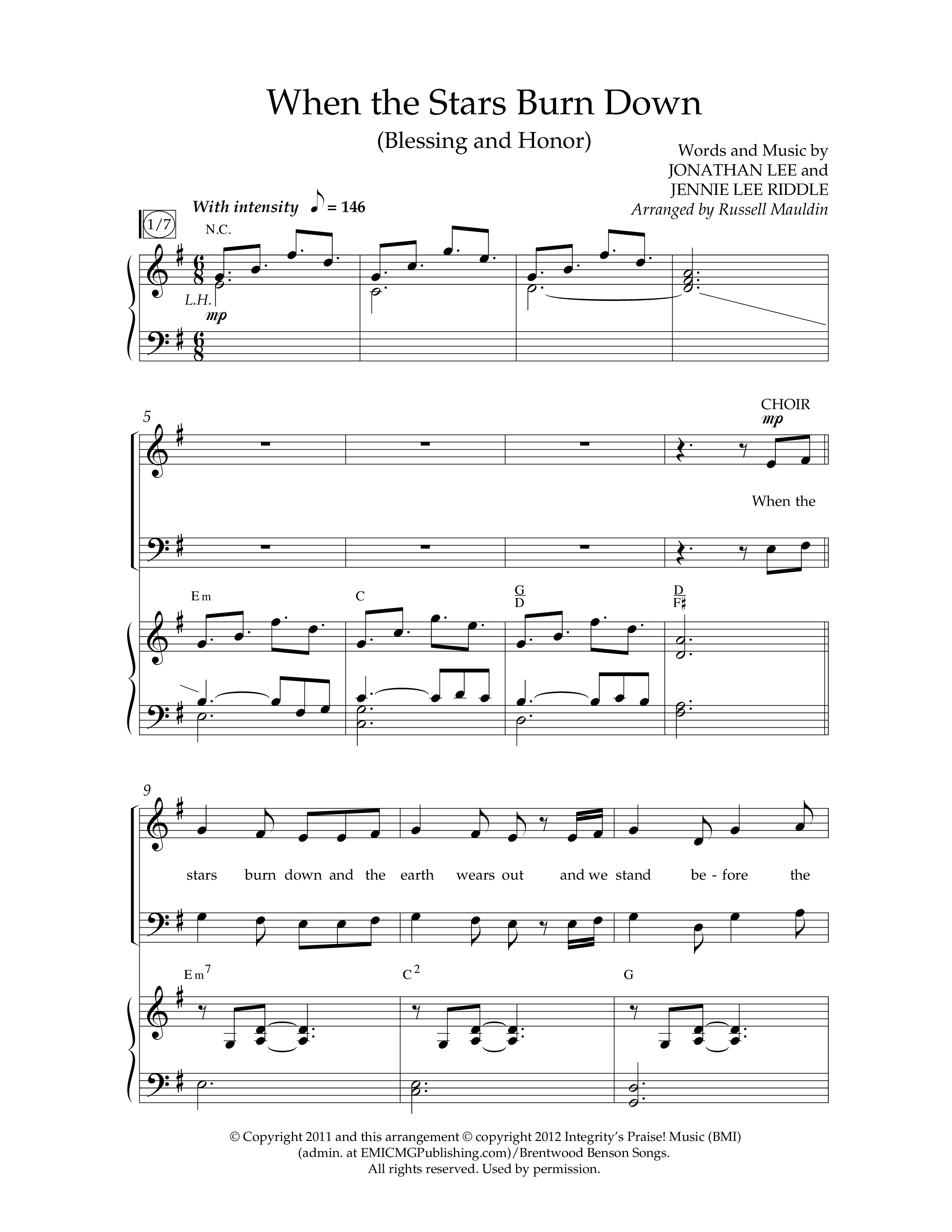 When The Stars Burn Down (Choral Anthem SATB) Anthem (SATB/Piano) (Lifeway Choral / Arr. Russell Mauldin)