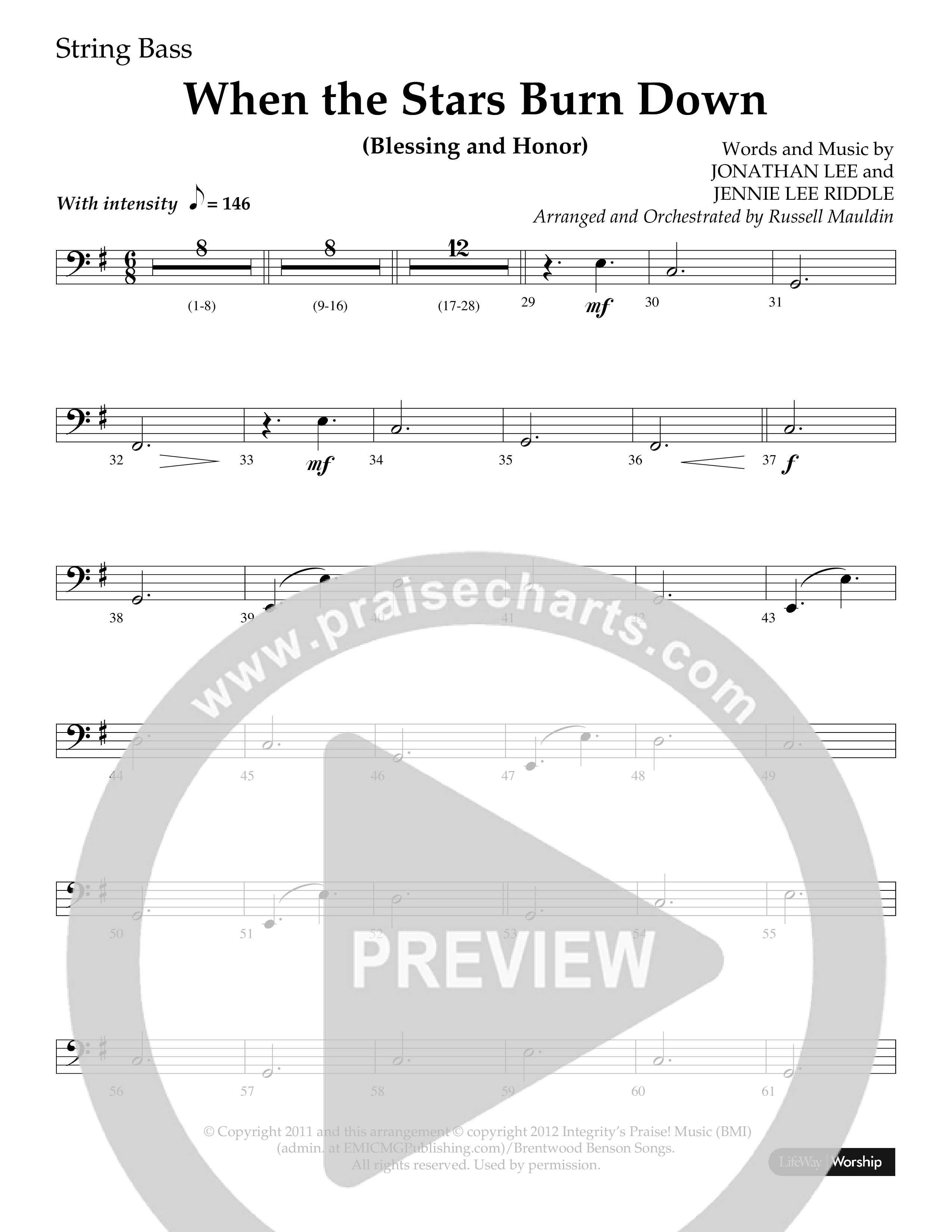 When The Stars Burn Down (Choral Anthem SATB) String Bass (Lifeway Choral / Arr. Russell Mauldin)