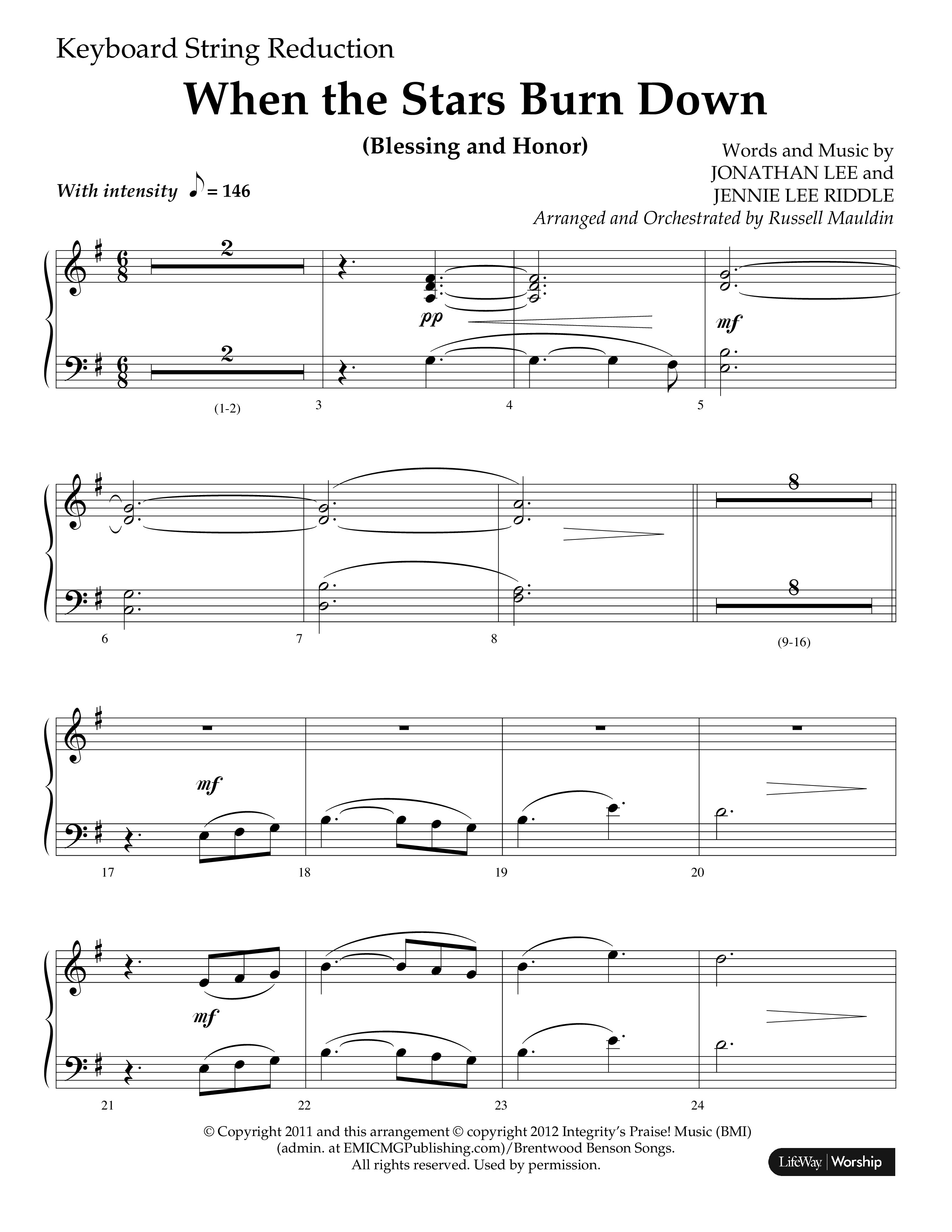 When The Stars Burn Down (Choral Anthem SATB) String Reduction (Lifeway Choral / Arr. Russell Mauldin)