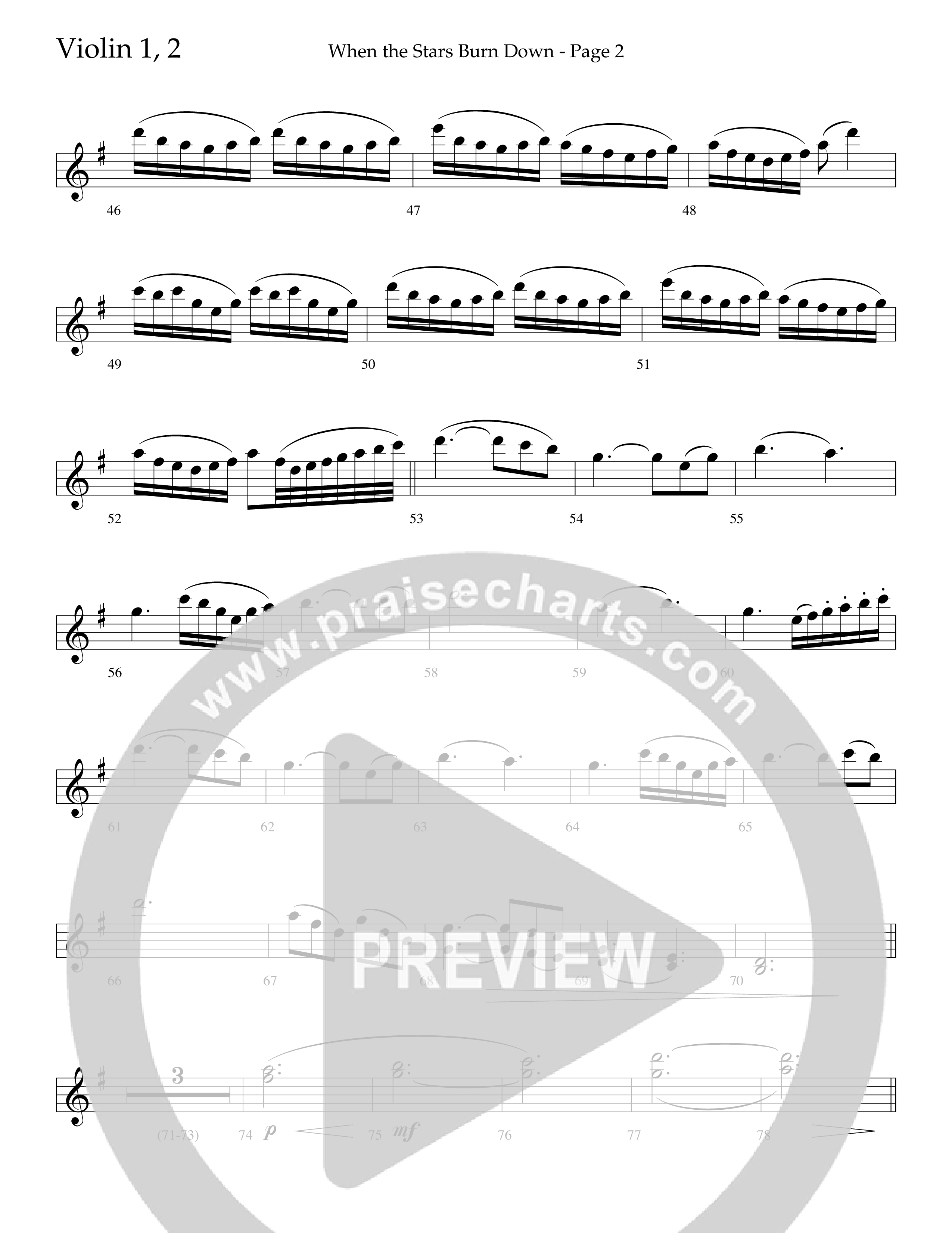 When The Stars Burn Down (Choral Anthem SATB) Violin 1/2 (Lifeway Choral / Arr. Russell Mauldin)