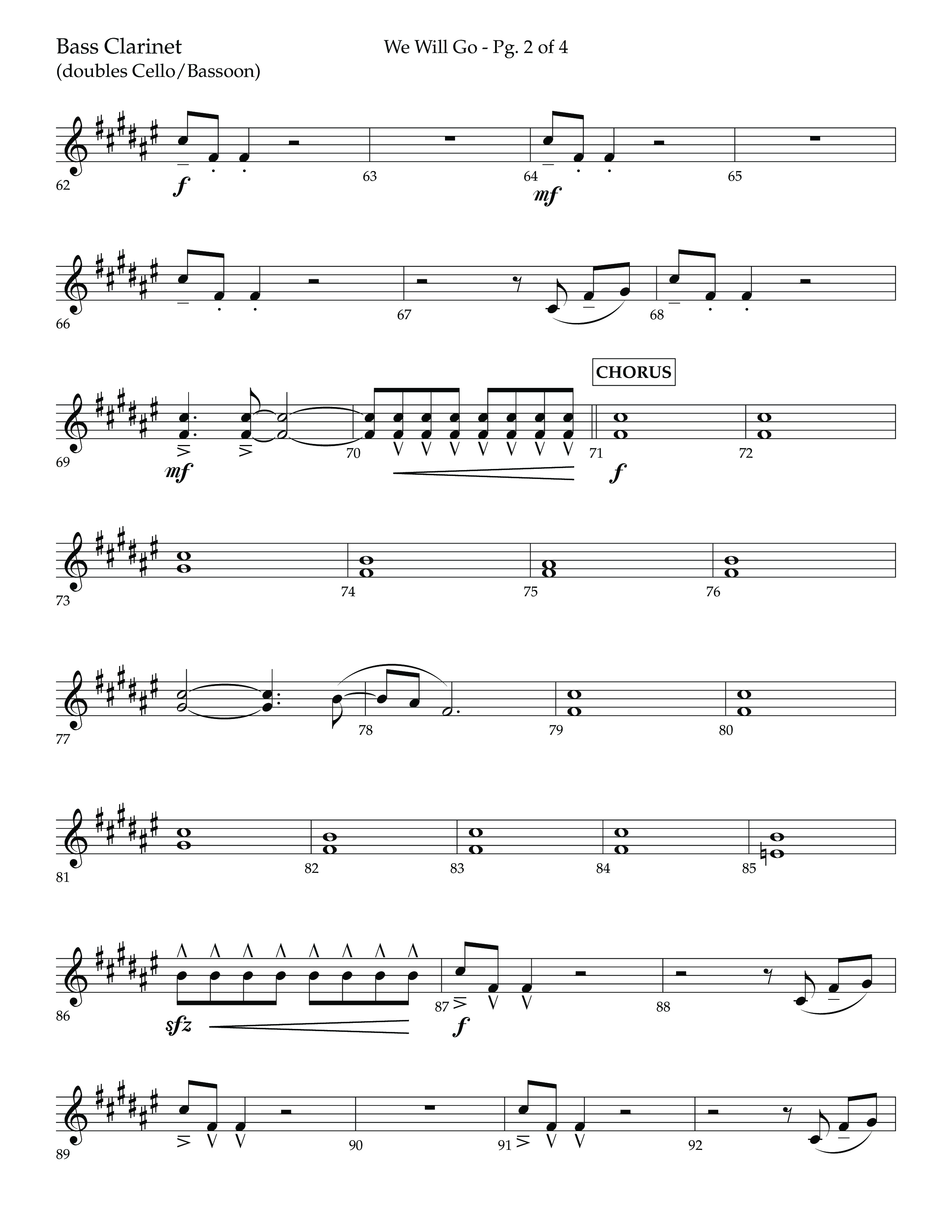 We Will Go (Choral Anthem SATB) Bass Clarinet (Lifeway Choral / Arr. Cliff Duren)