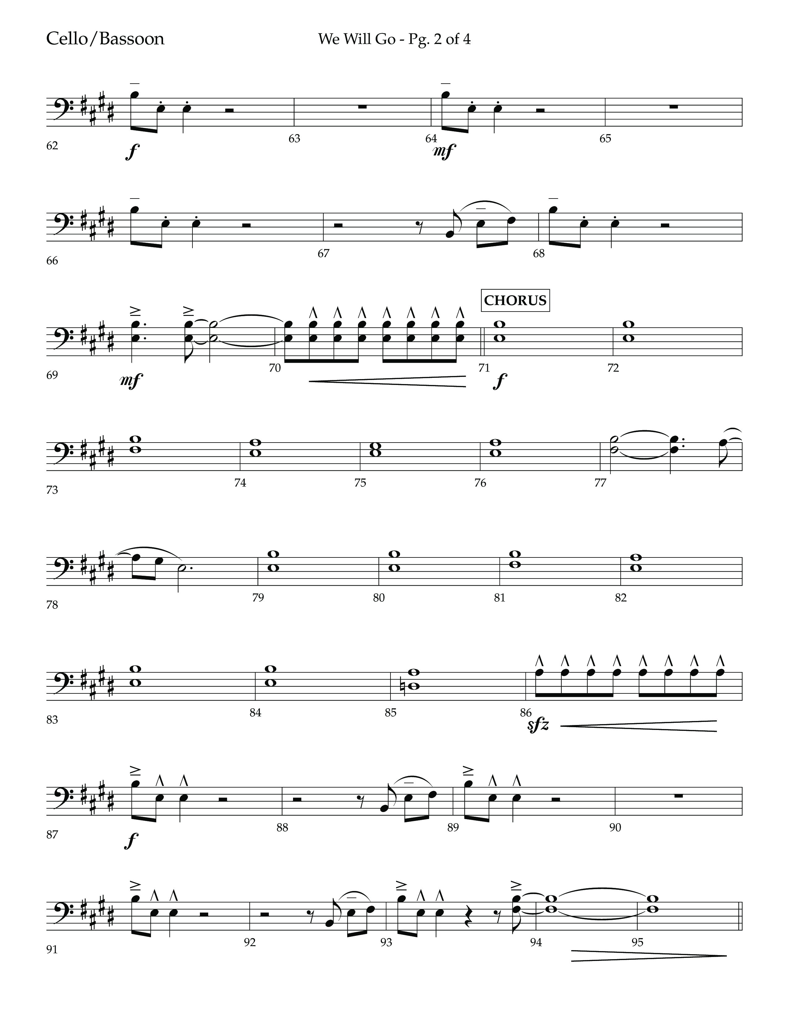 We Will Go (Choral Anthem SATB) Cello (Lifeway Choral / Arr. Cliff Duren)