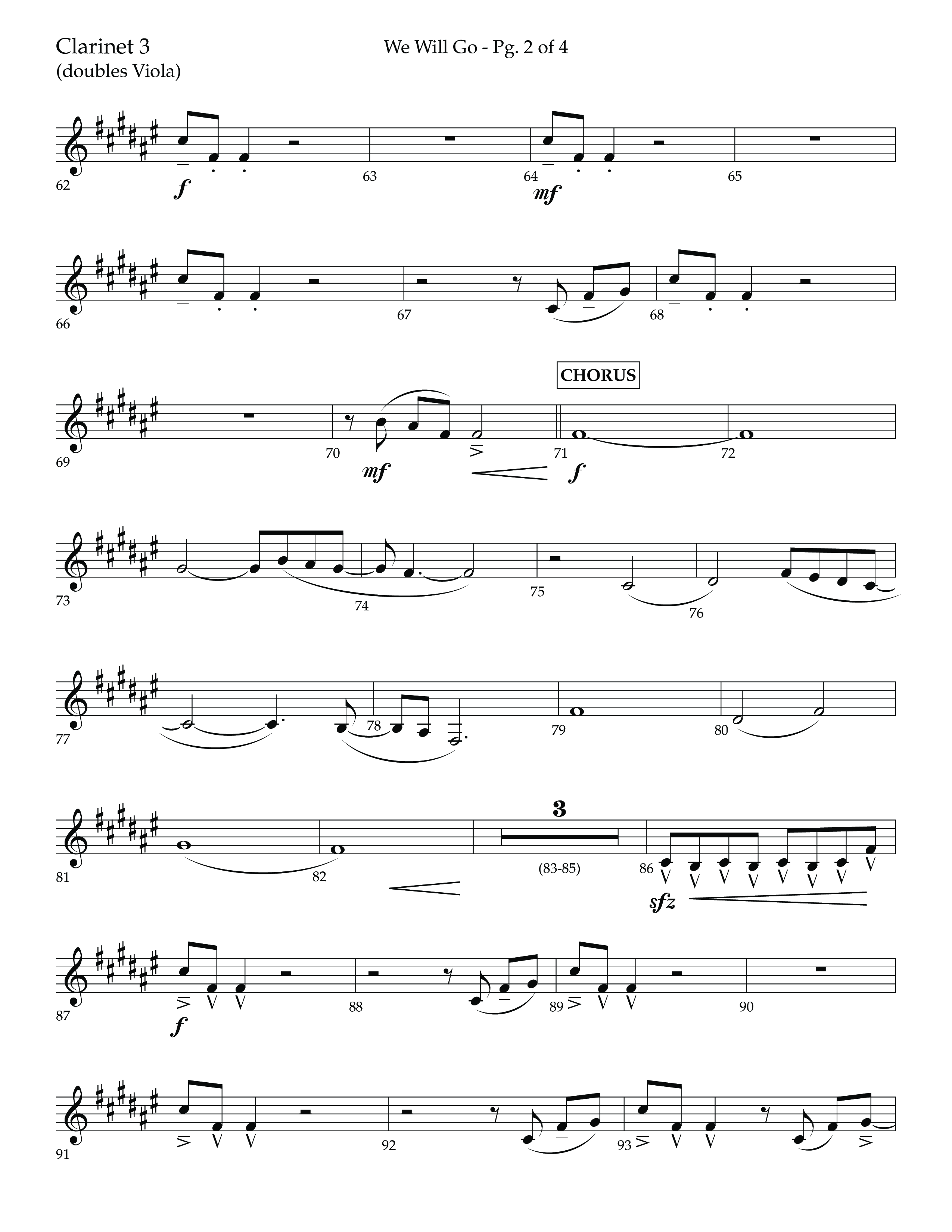 We Will Go (Choral Anthem SATB) Clarinet 3 (Lifeway Choral / Arr. Cliff Duren)