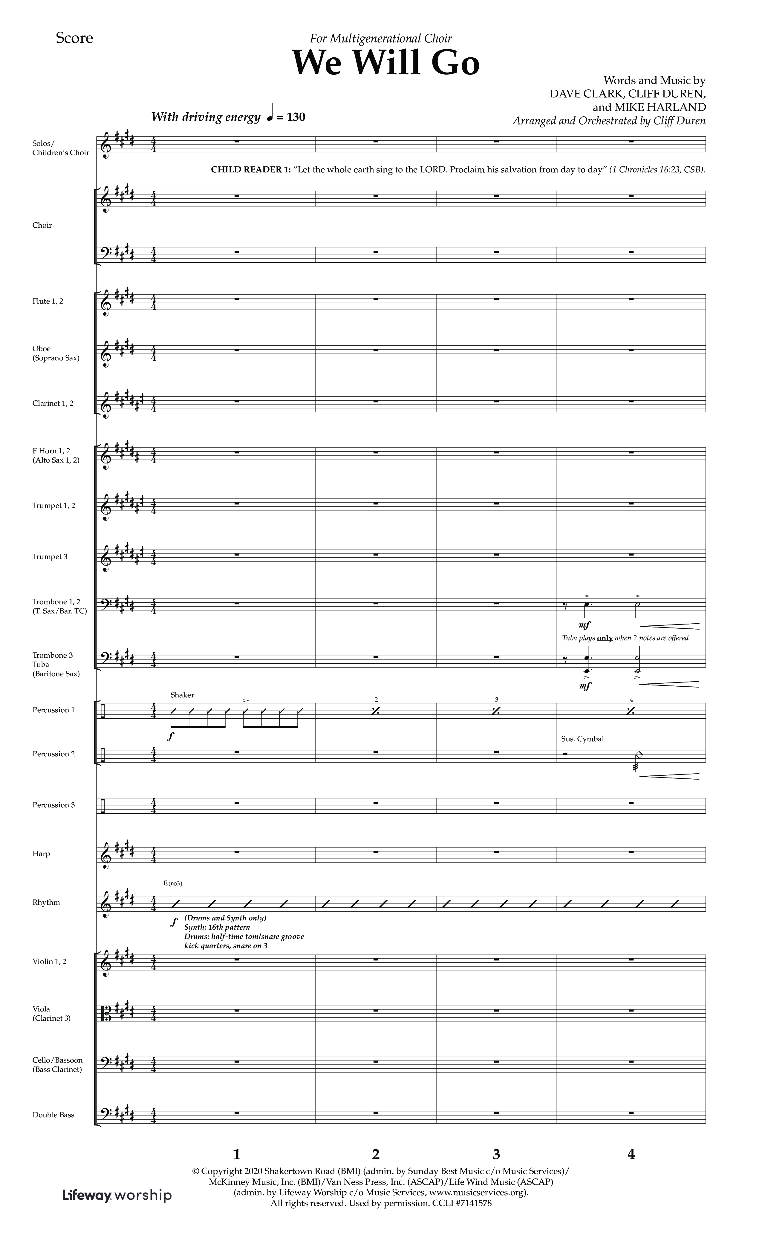 We Will Go (Choral Anthem SATB) Orchestration (Lifeway Choral / Arr. Cliff Duren)
