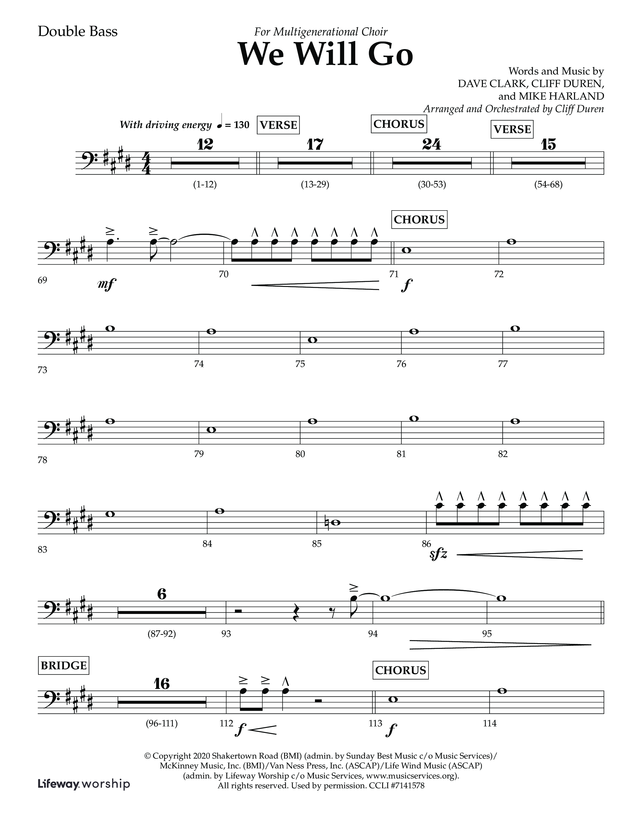 We Will Go (Choral Anthem SATB) Double Bass (Lifeway Choral / Arr. Cliff Duren)