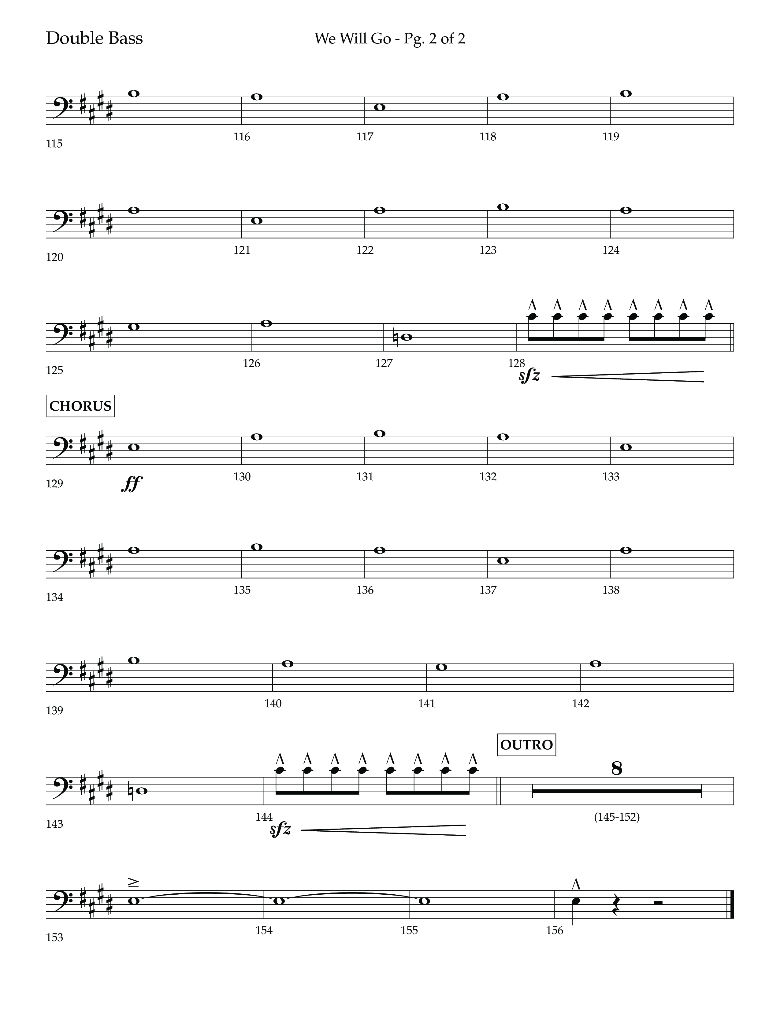 We Will Go (Choral Anthem SATB) Double Bass (Lifeway Choral / Arr. Cliff Duren)