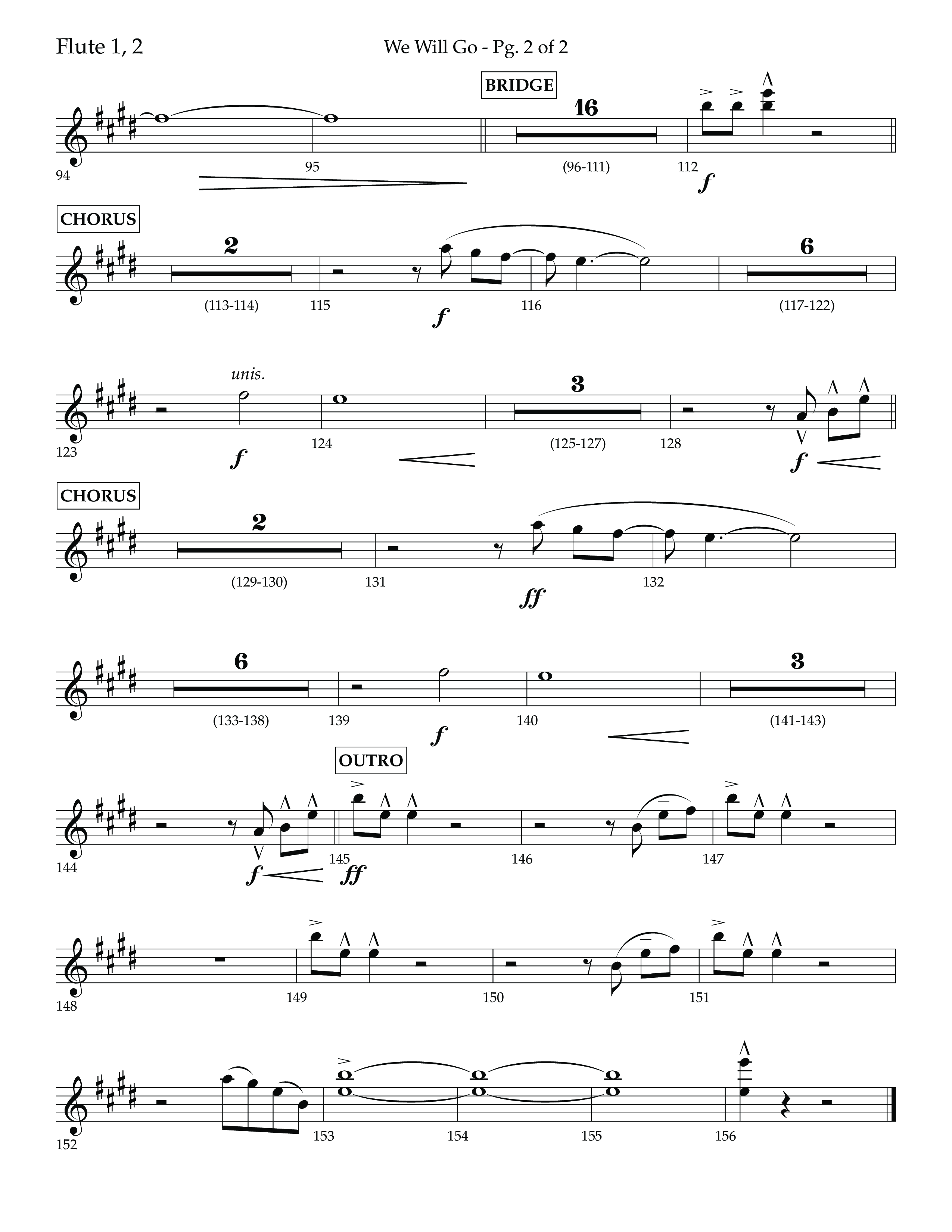 We Will Go (Choral Anthem SATB) Flute 1/2 (Lifeway Choral / Arr. Cliff Duren)