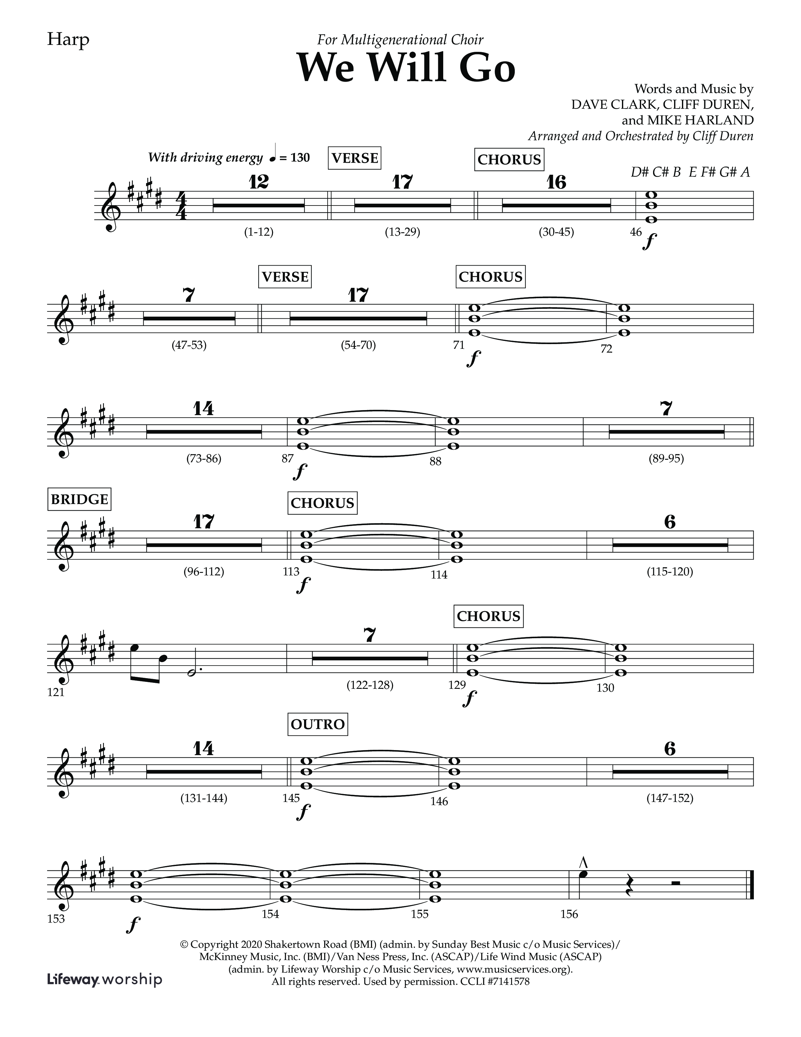 We Will Go (Choral Anthem SATB) Harp (Lifeway Choral / Arr. Cliff Duren)