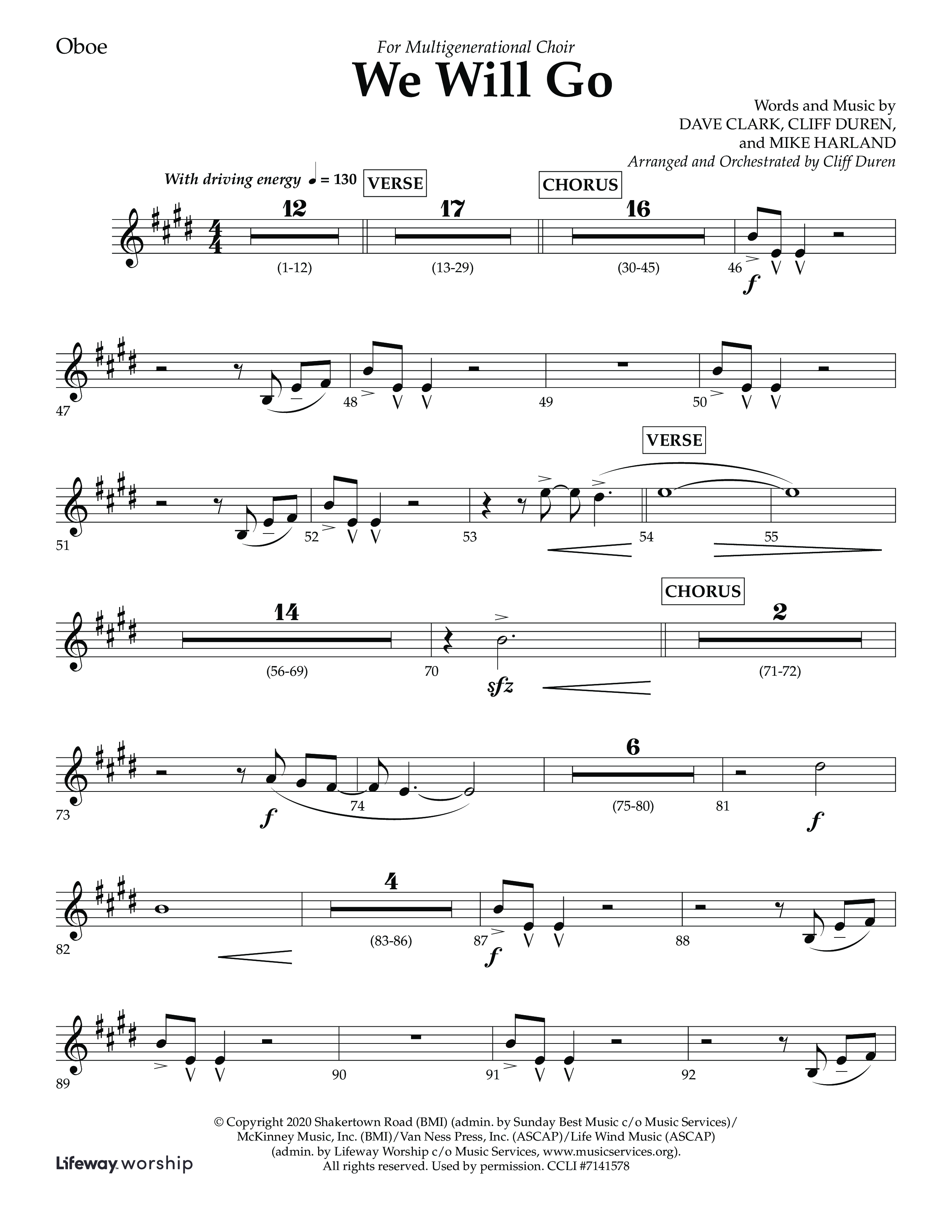 We Will Go (Choral Anthem SATB) Oboe (Lifeway Choral / Arr. Cliff Duren)