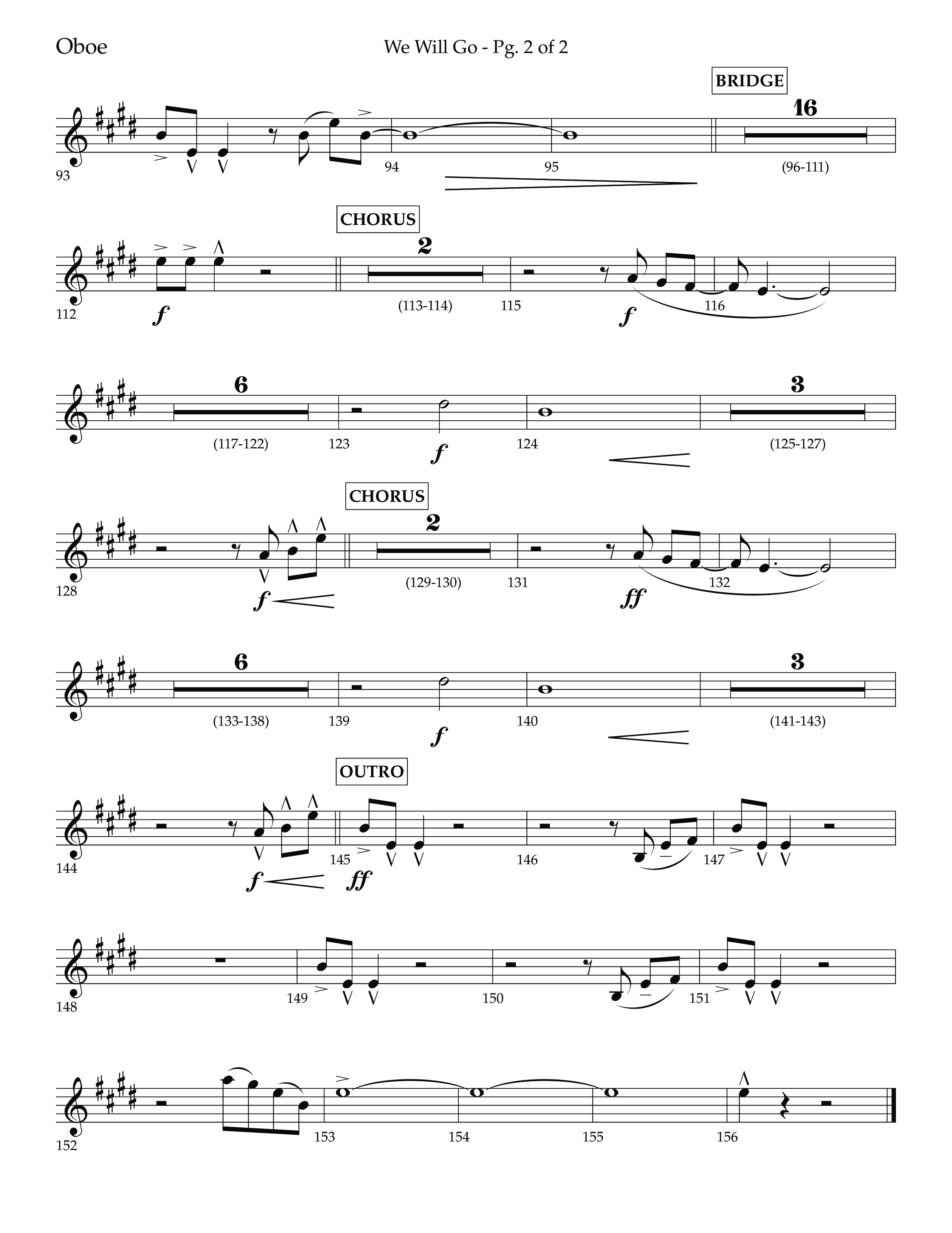 We Will Go (Choral Anthem SATB) Oboe (Lifeway Choral / Arr. Cliff Duren)