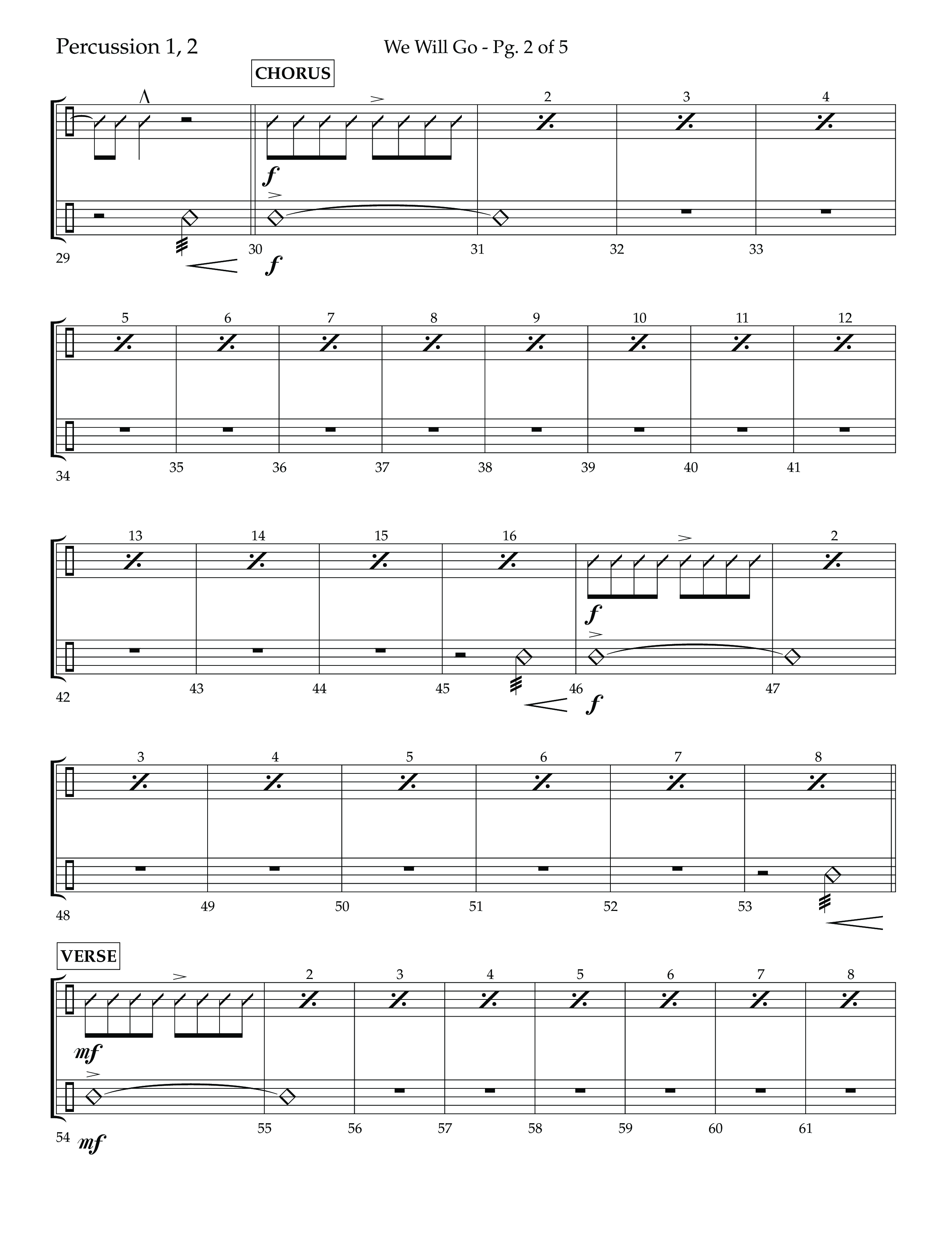 We Will Go (Choral Anthem SATB) Percussion 1/2 (Lifeway Choral / Arr. Cliff Duren)