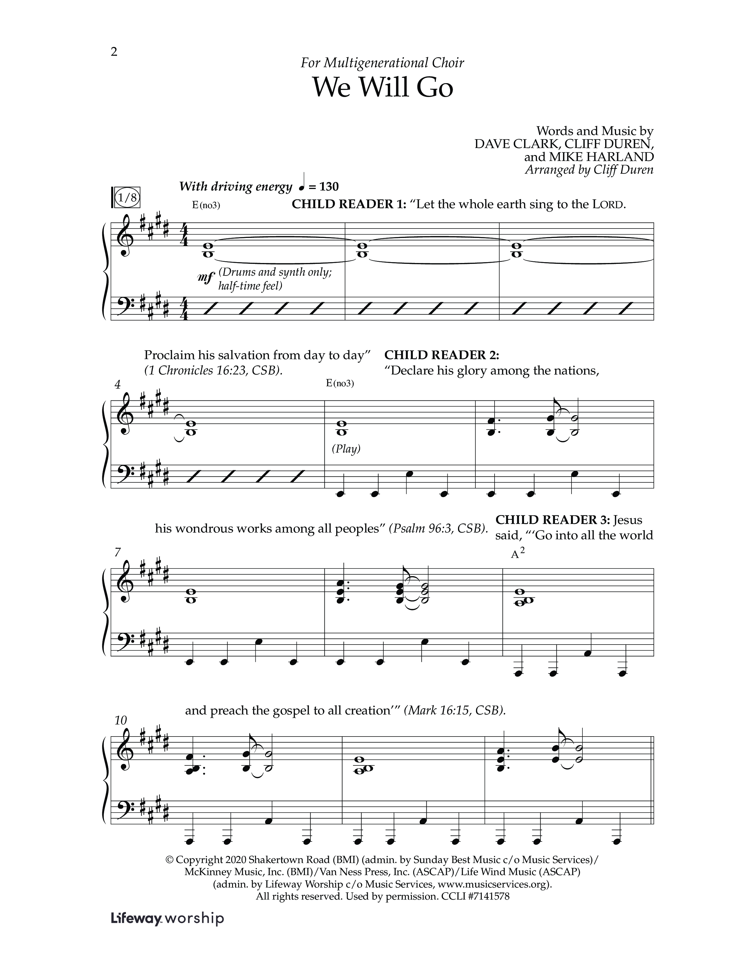We Will Go (Choral Anthem SATB) Anthem (SATB/Piano) (Lifeway Choral / Arr. Cliff Duren)
