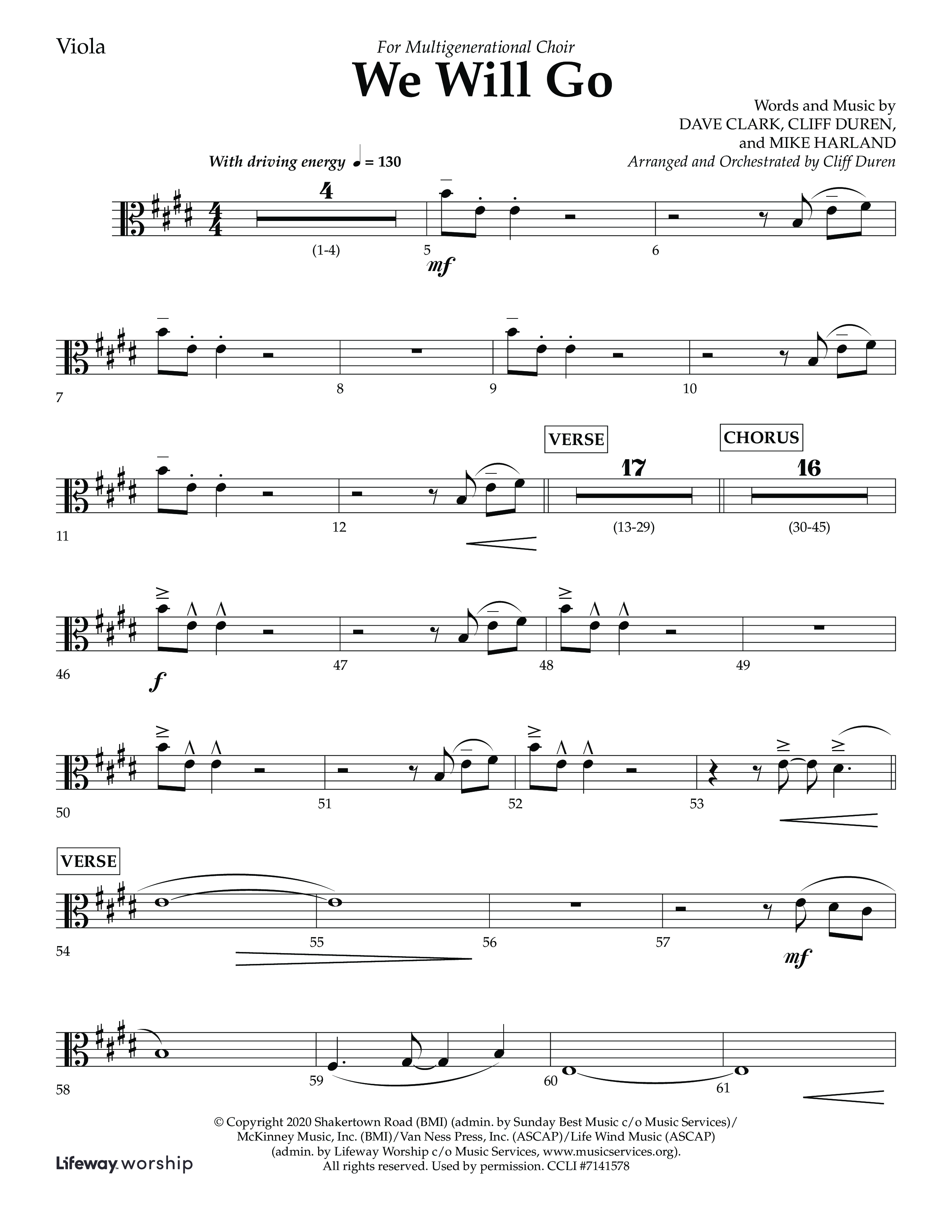 We Will Go (Choral Anthem SATB) Viola (Lifeway Choral / Arr. Cliff Duren)