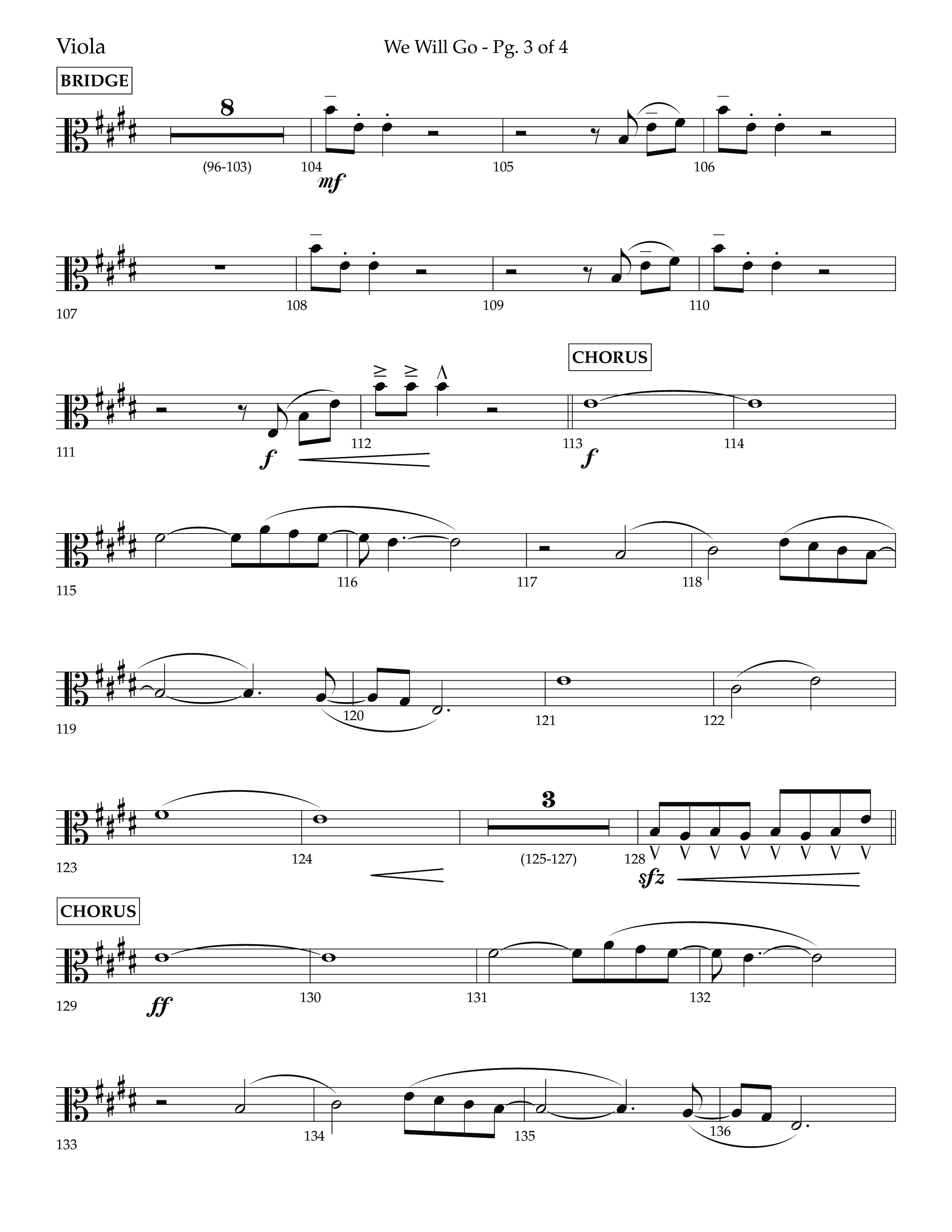 We Will Go (Choral Anthem SATB) Viola (Lifeway Choral / Arr. Cliff Duren)
