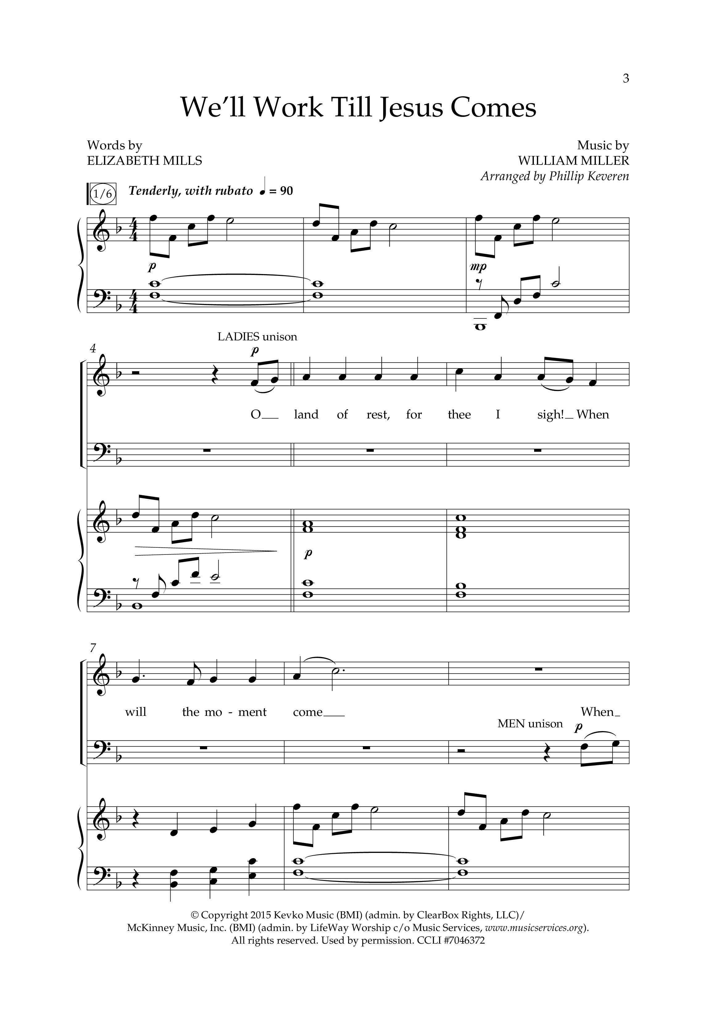 Well Work Till Jesus Comes (Choral Anthem SATB) Anthem (SATB/Piano) (Lifeway Choral / Arr. Phillip Keveren)