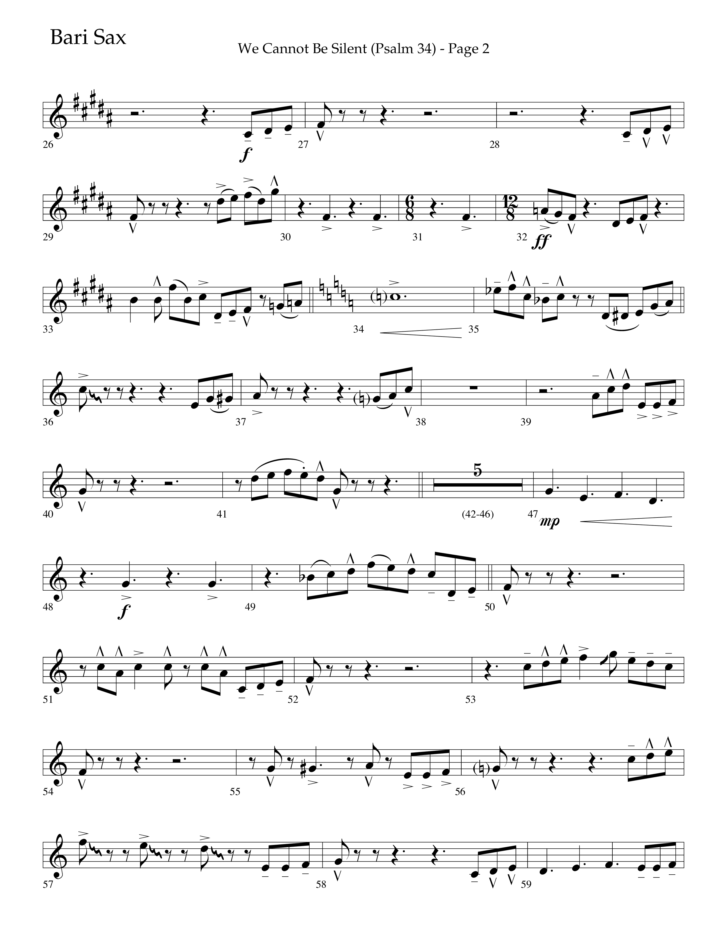 We Cannot Be Silent (Psalm 34) (Choral Anthem SATB) Bari Sax (Lifeway Choral / Arr. Bradley Knight)