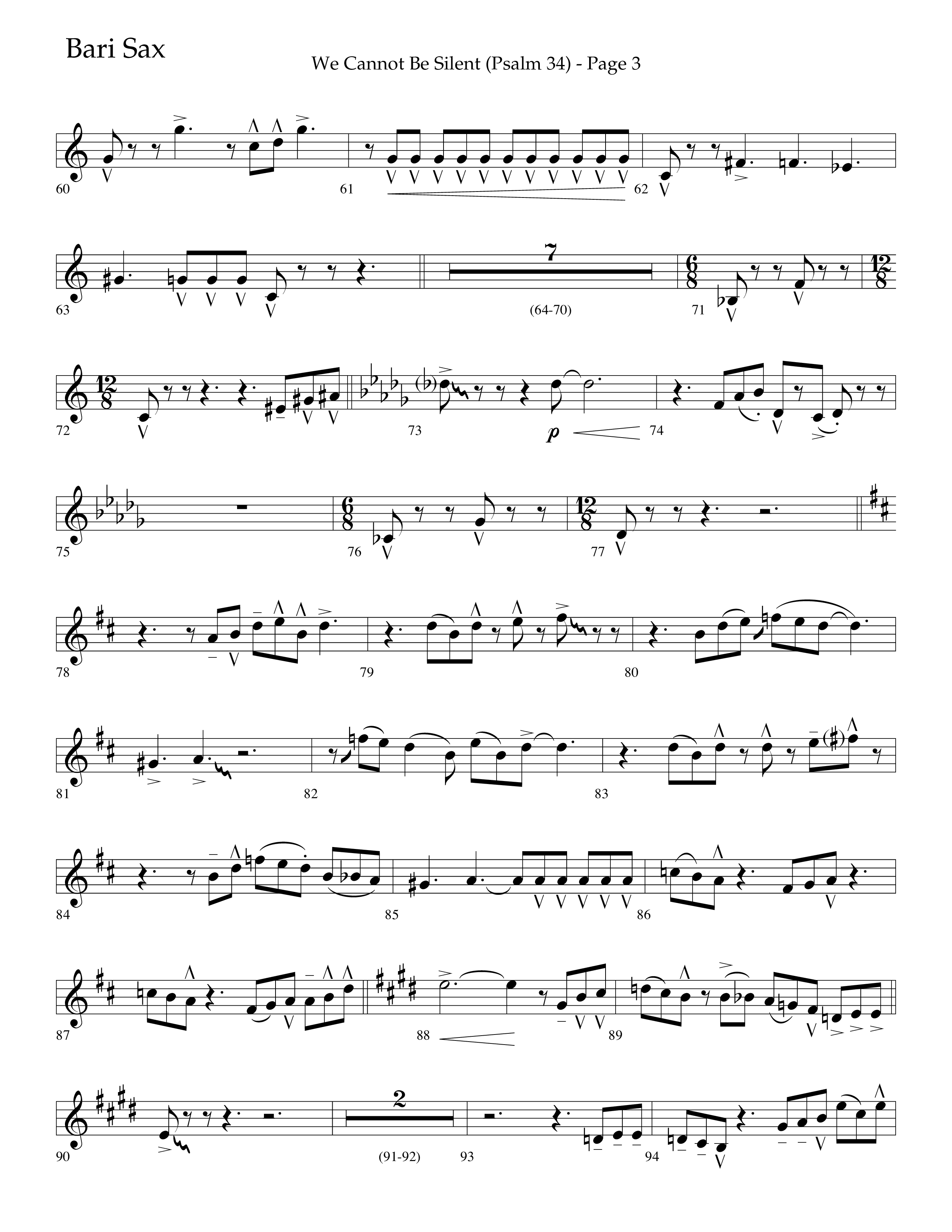 We Cannot Be Silent (Psalm 34) (Choral Anthem SATB) Bari Sax (Lifeway Choral / Arr. Bradley Knight)