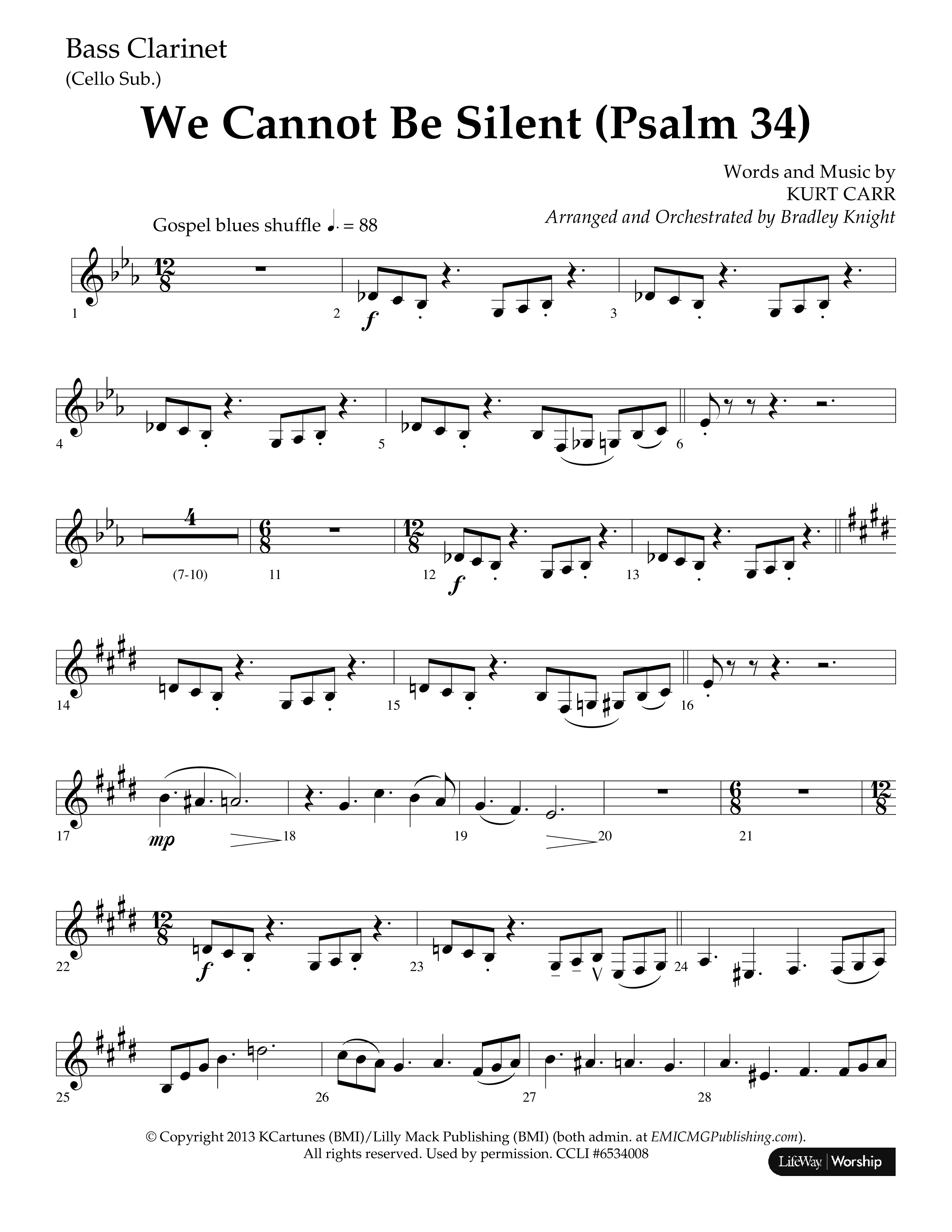 We Cannot Be Silent (Psalm 34) (Choral Anthem SATB) Bass Clarinet (Lifeway Choral / Arr. Bradley Knight)
