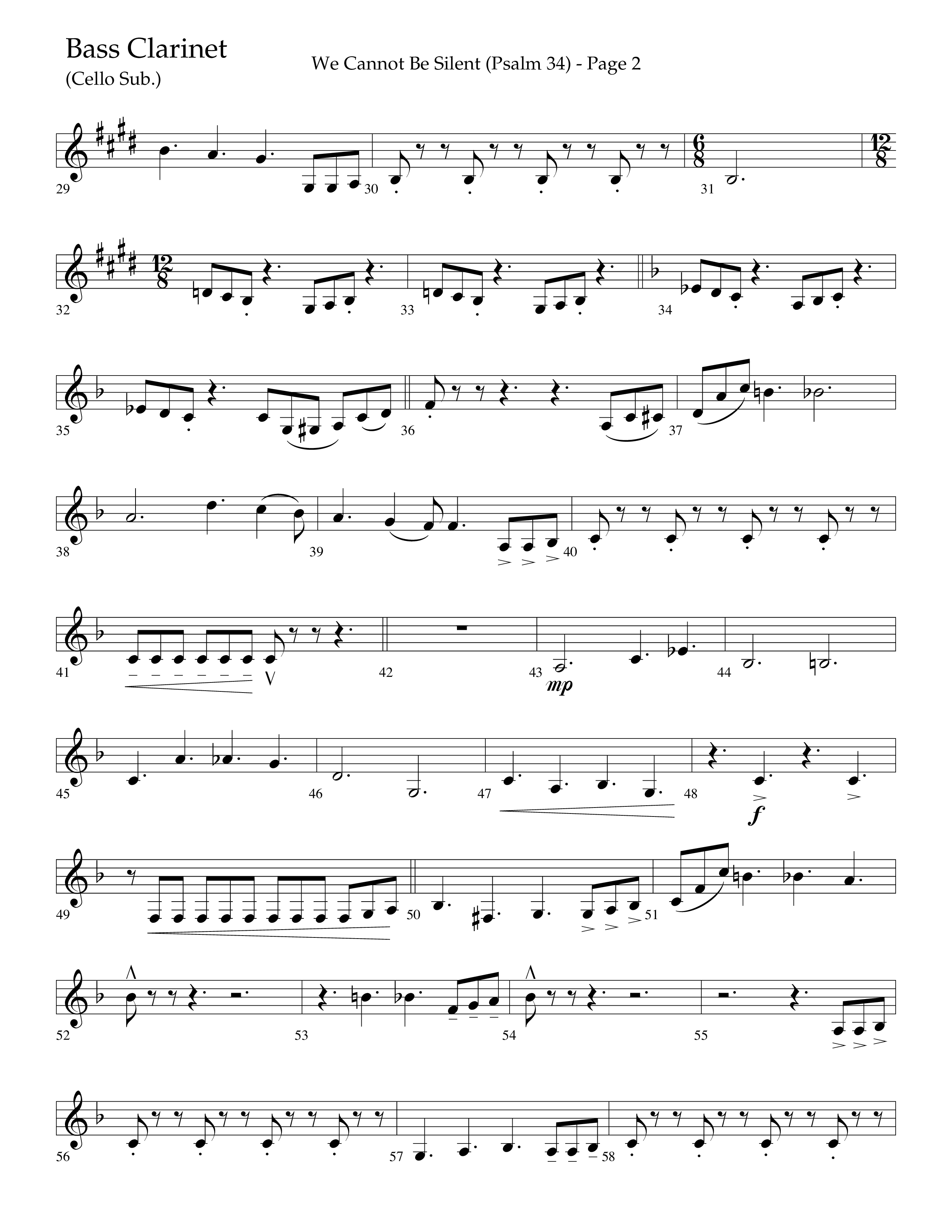 We Cannot Be Silent (Psalm 34) (Choral Anthem SATB) Bass Clarinet (Lifeway Choral / Arr. Bradley Knight)