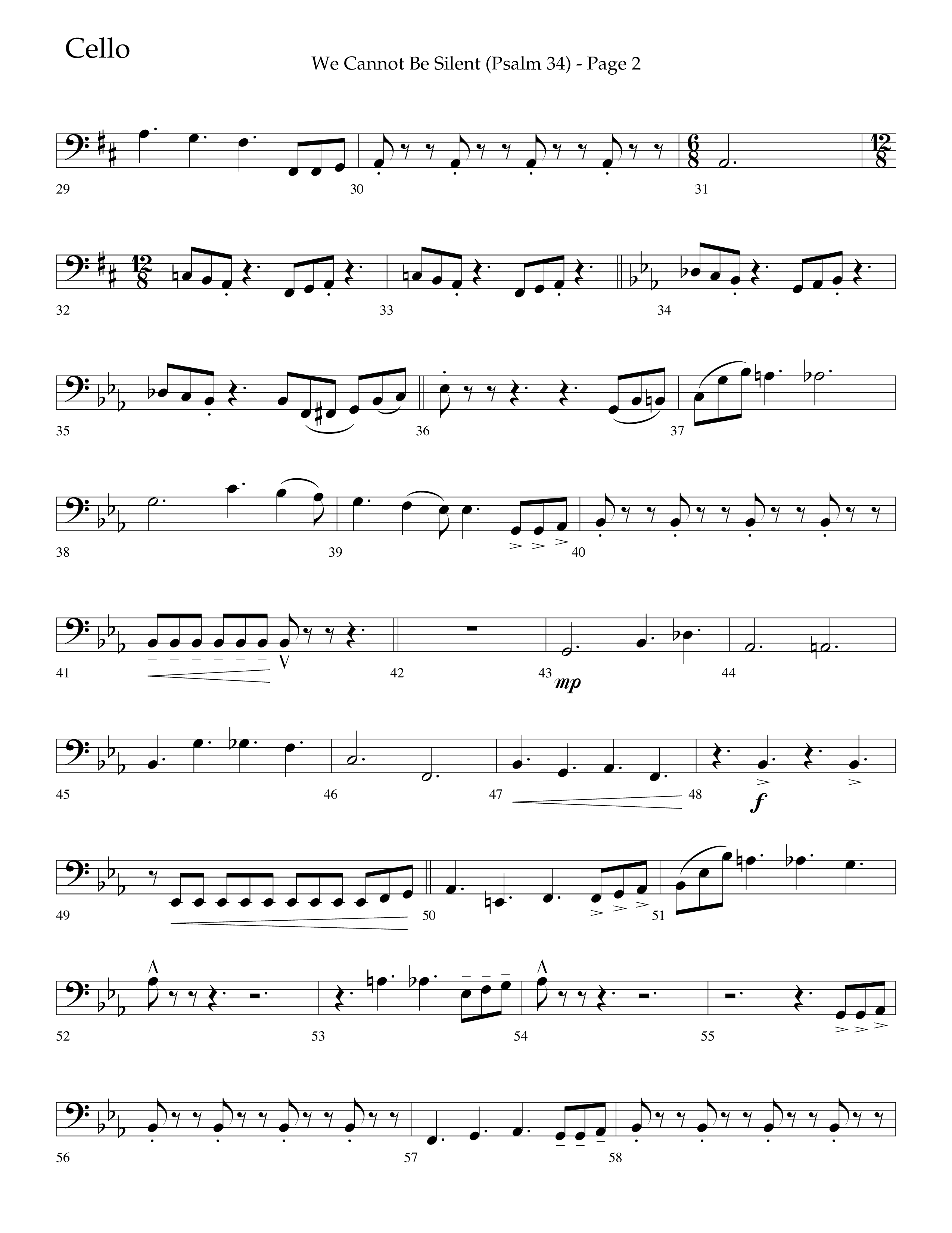 We Cannot Be Silent (Psalm 34) (Choral Anthem SATB) Cello (Lifeway Choral / Arr. Bradley Knight)