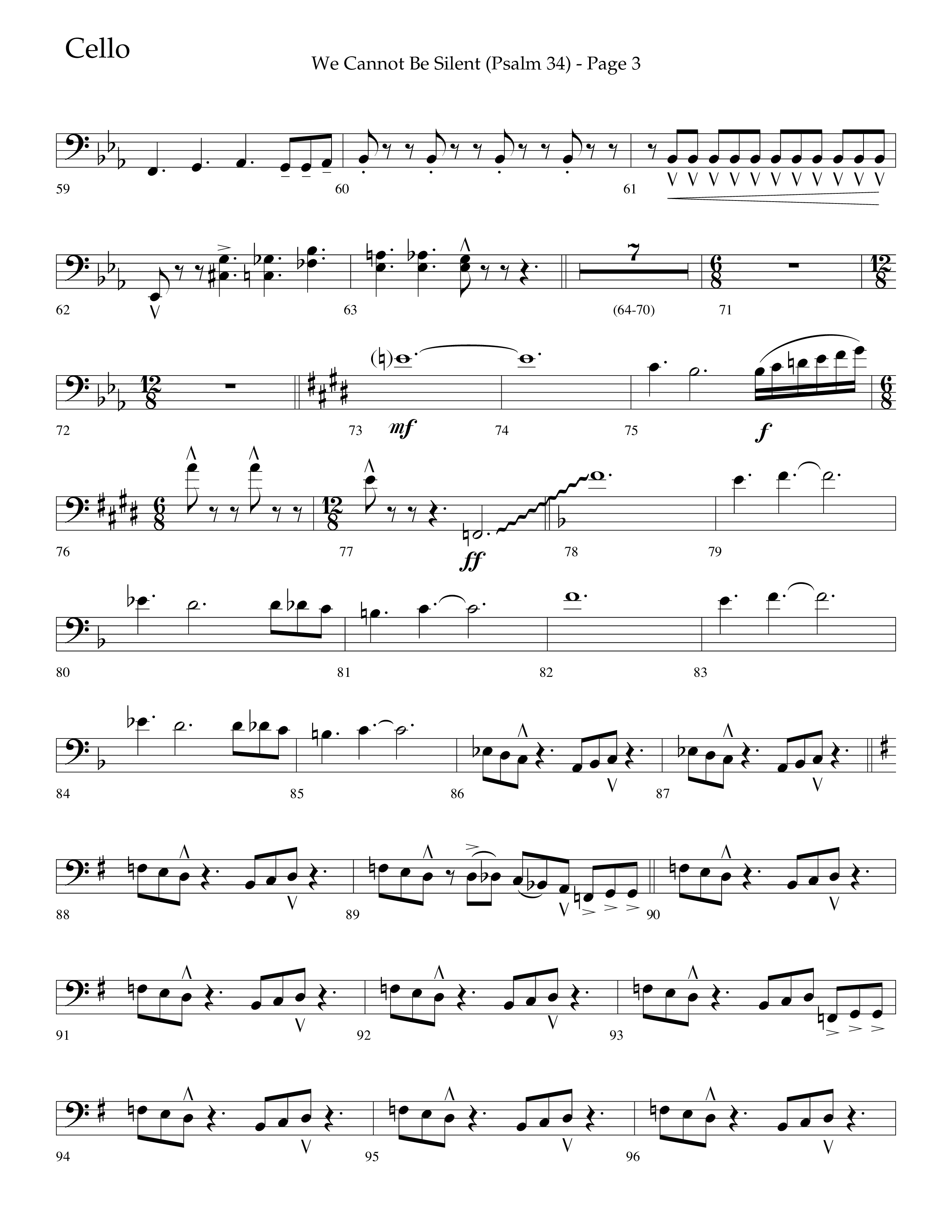 We Cannot Be Silent (Psalm 34) (Choral Anthem SATB) Cello (Lifeway Choral / Arr. Bradley Knight)