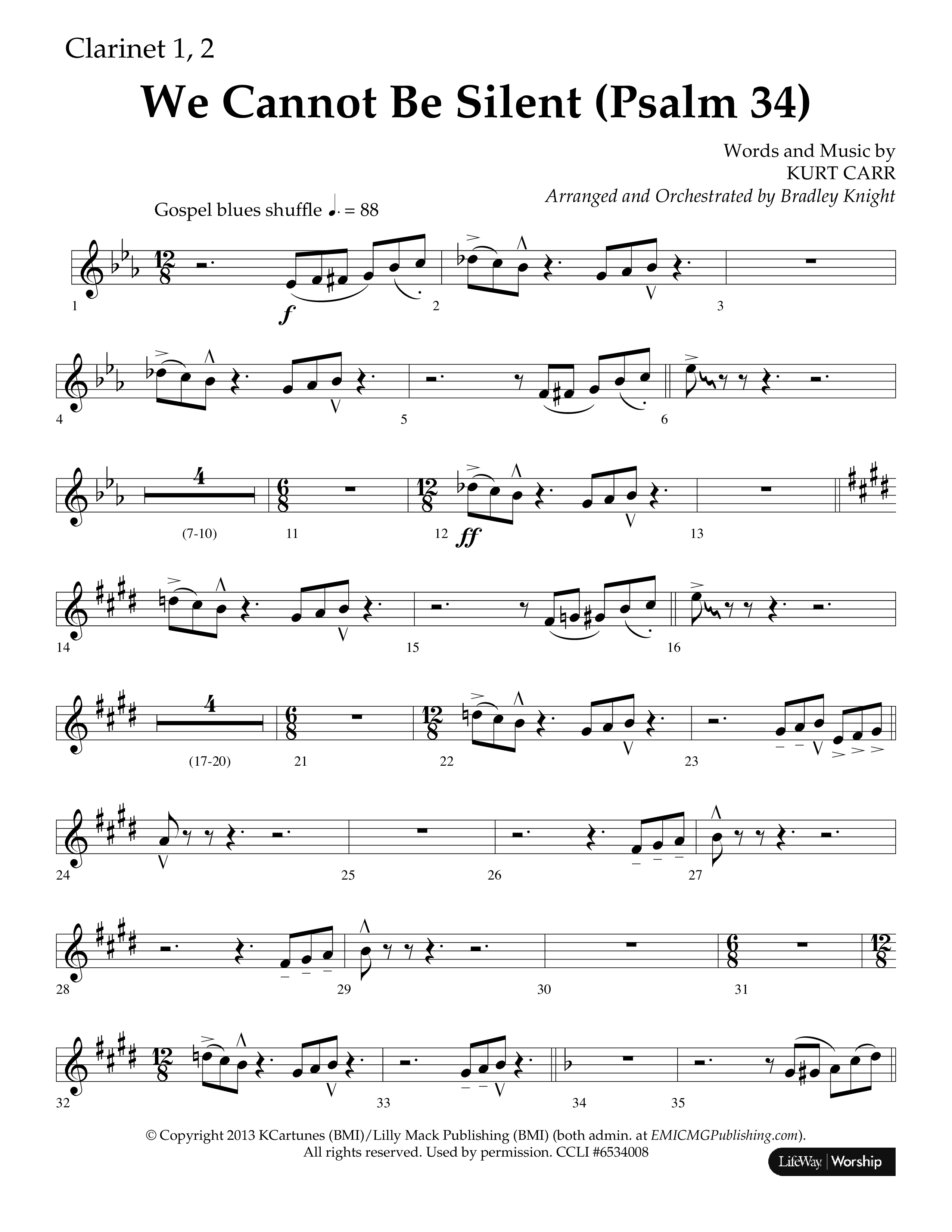 We Cannot Be Silent (Psalm 34) (Choral Anthem SATB) Clarinet 1/2 (Lifeway Choral / Arr. Bradley Knight)