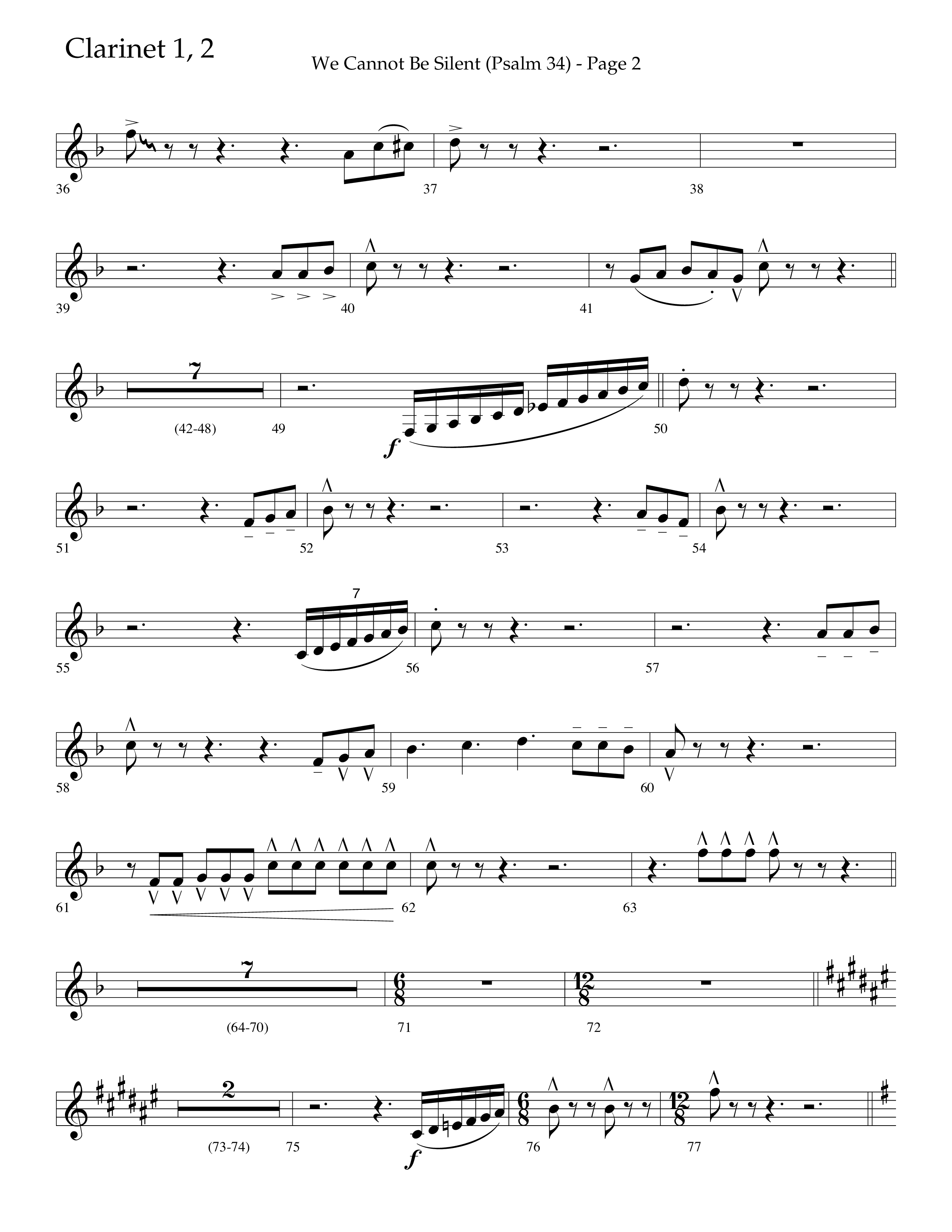 We Cannot Be Silent (Psalm 34) (Choral Anthem SATB) Clarinet 1/2 (Lifeway Choral / Arr. Bradley Knight)