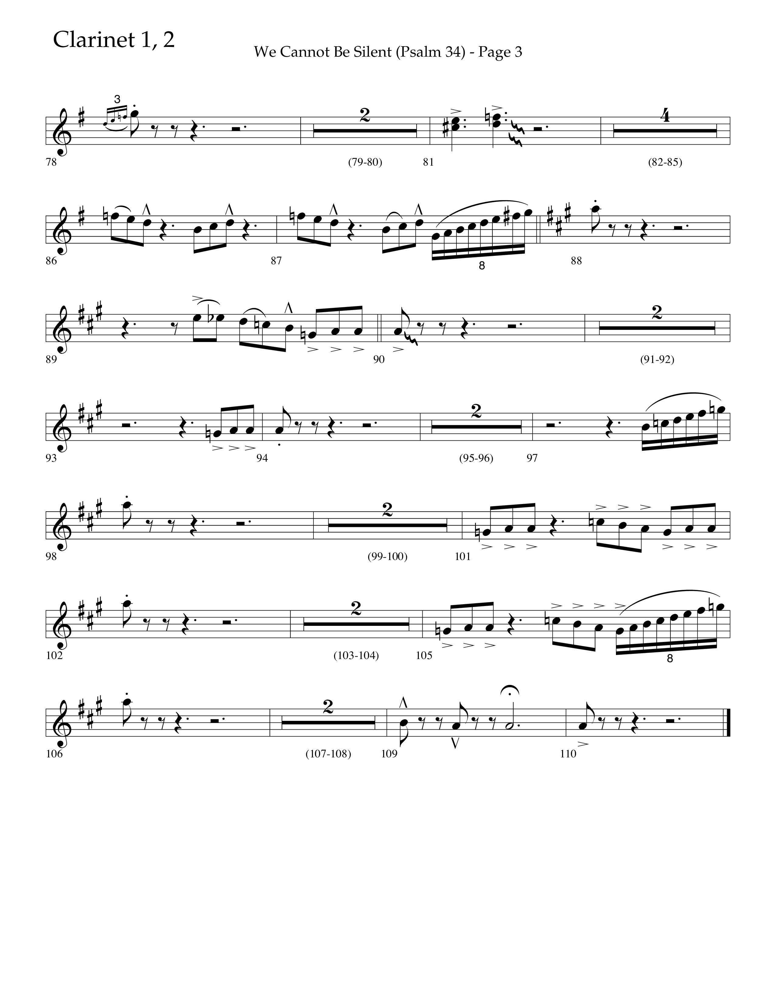 We Cannot Be Silent (Psalm 34) (Choral Anthem SATB) Clarinet 1/2 (Lifeway Choral / Arr. Bradley Knight)