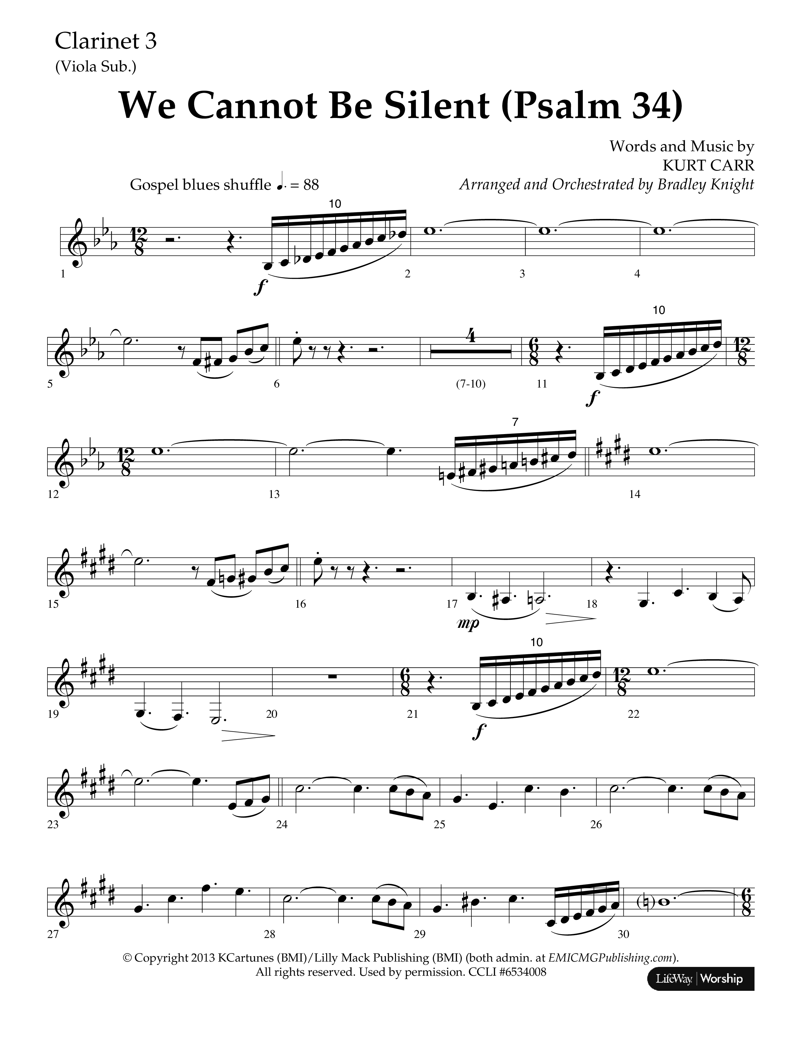 We Cannot Be Silent (Psalm 34) (Choral Anthem SATB) Clarinet 3 (Lifeway Choral / Arr. Bradley Knight)
