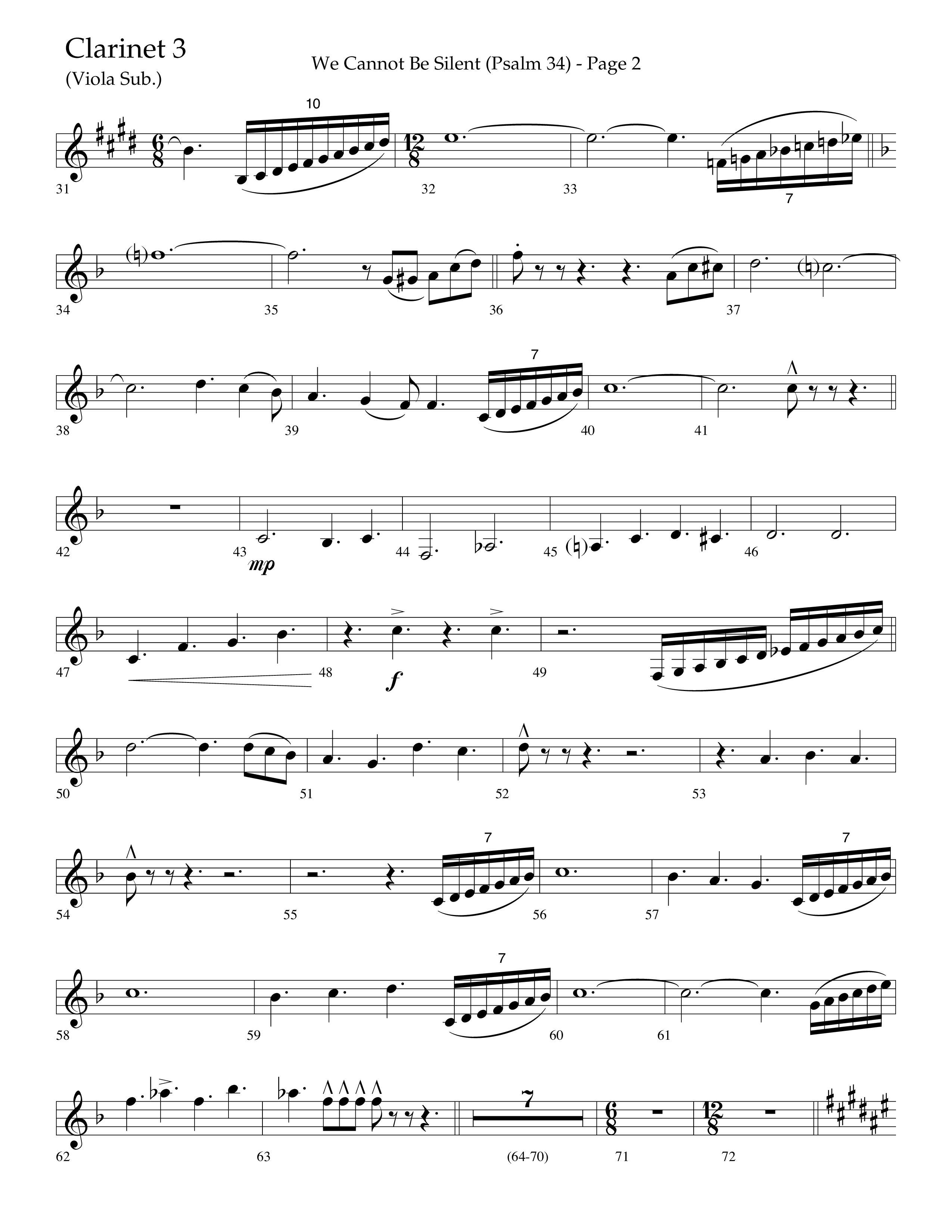 We Cannot Be Silent (Psalm 34) (Choral Anthem SATB) Clarinet 3 (Lifeway Choral / Arr. Bradley Knight)