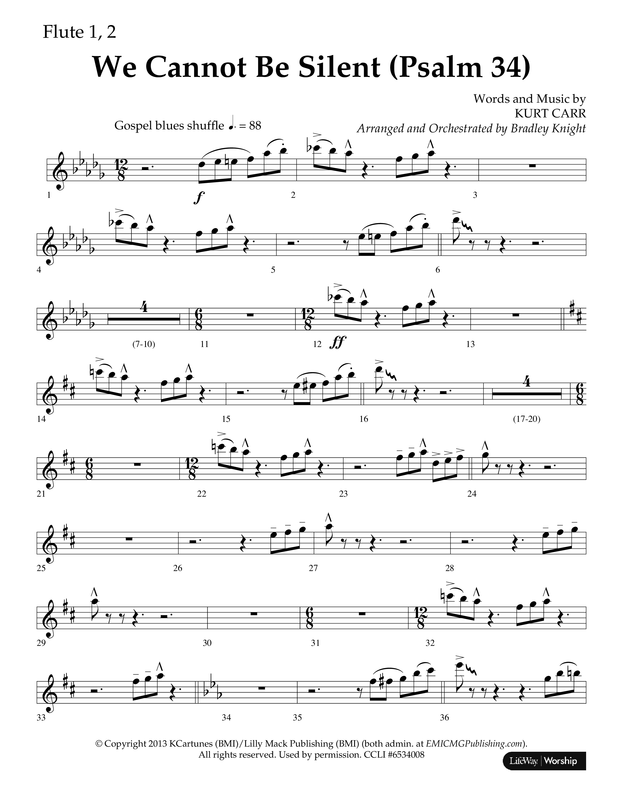 We Cannot Be Silent (Psalm 34) (Choral Anthem SATB) Flute 1/2 (Lifeway Choral / Arr. Bradley Knight)