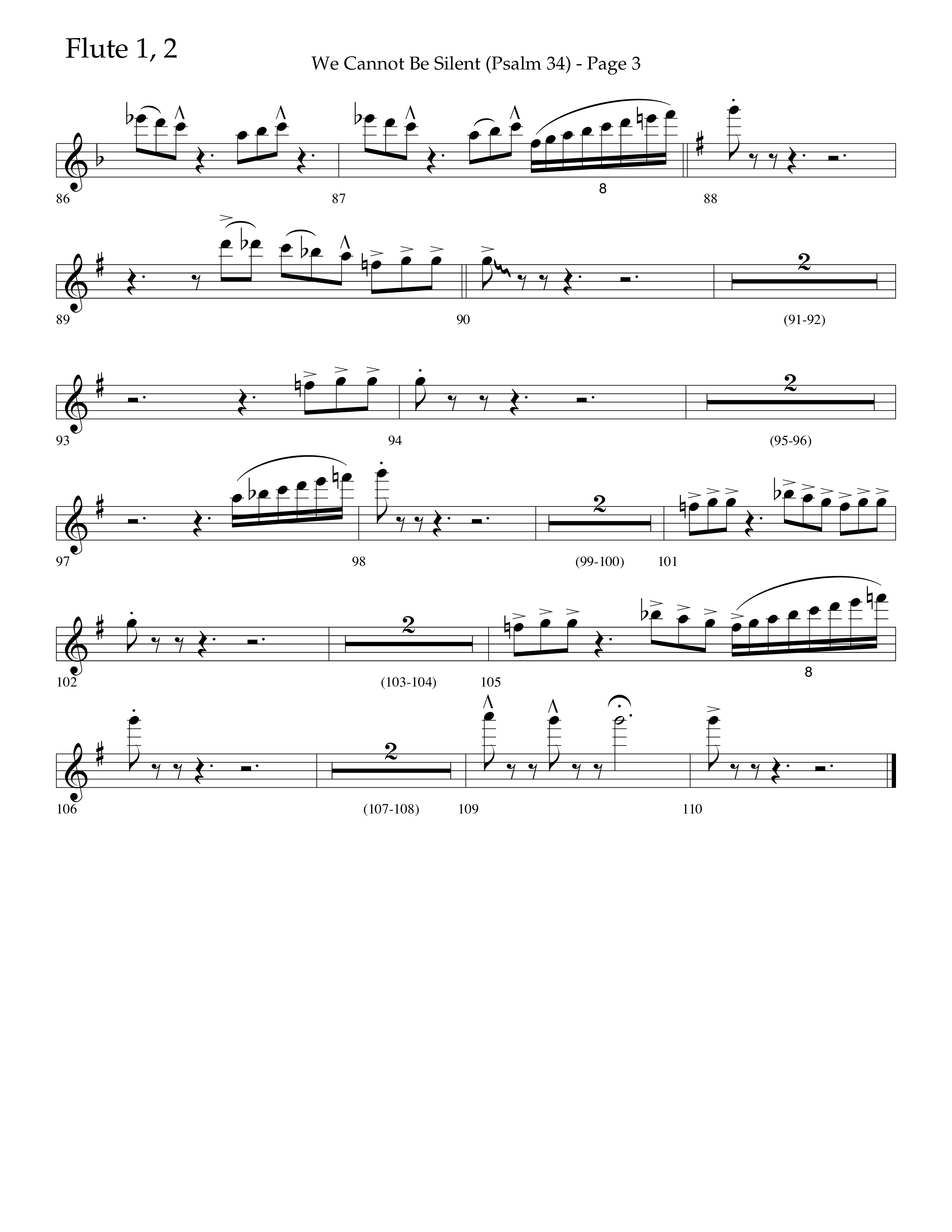 We Cannot Be Silent (Psalm 34) (Choral Anthem SATB) Flute 1/2 (Lifeway Choral / Arr. Bradley Knight)