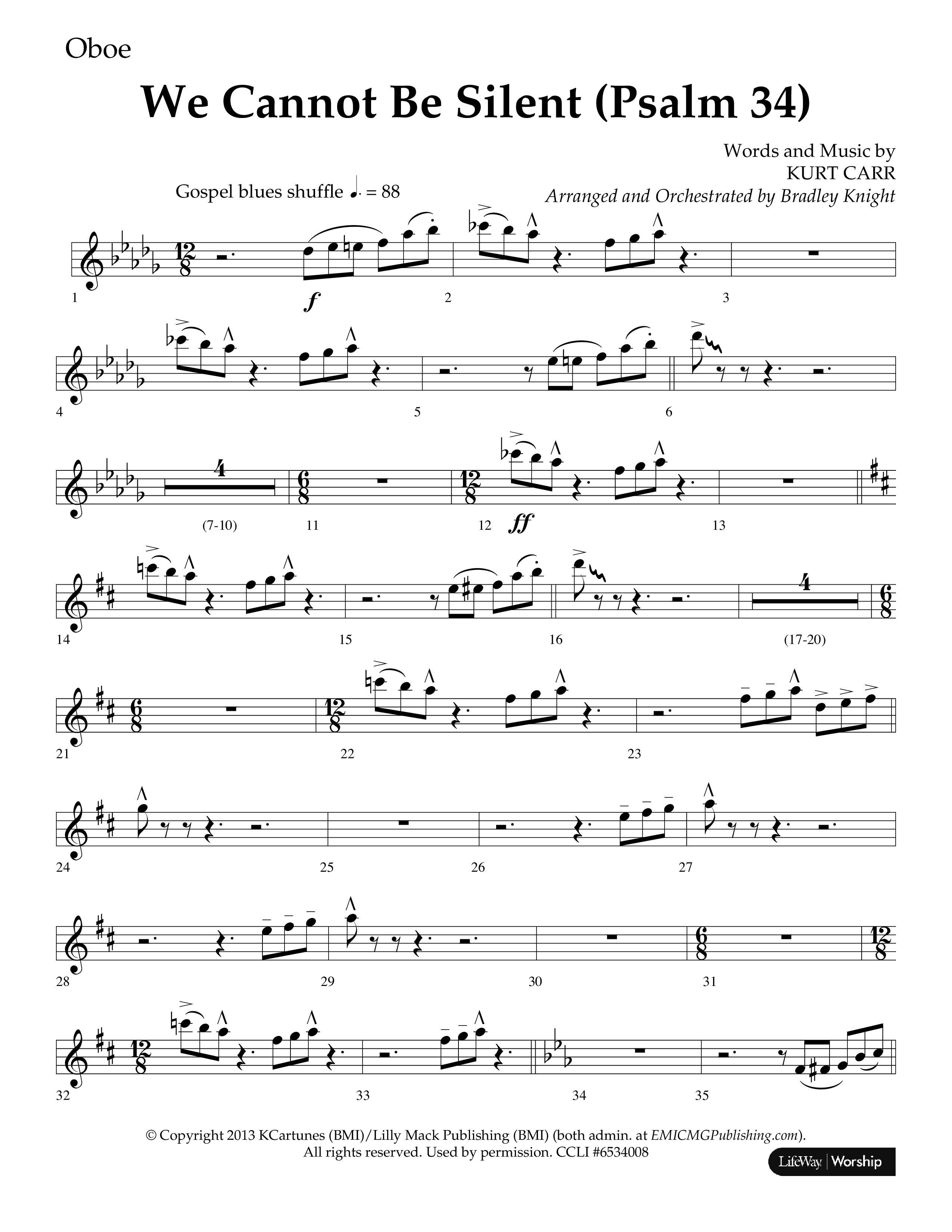 We Cannot Be Silent (Psalm 34) (Choral Anthem SATB) Oboe (Lifeway Choral / Arr. Bradley Knight)