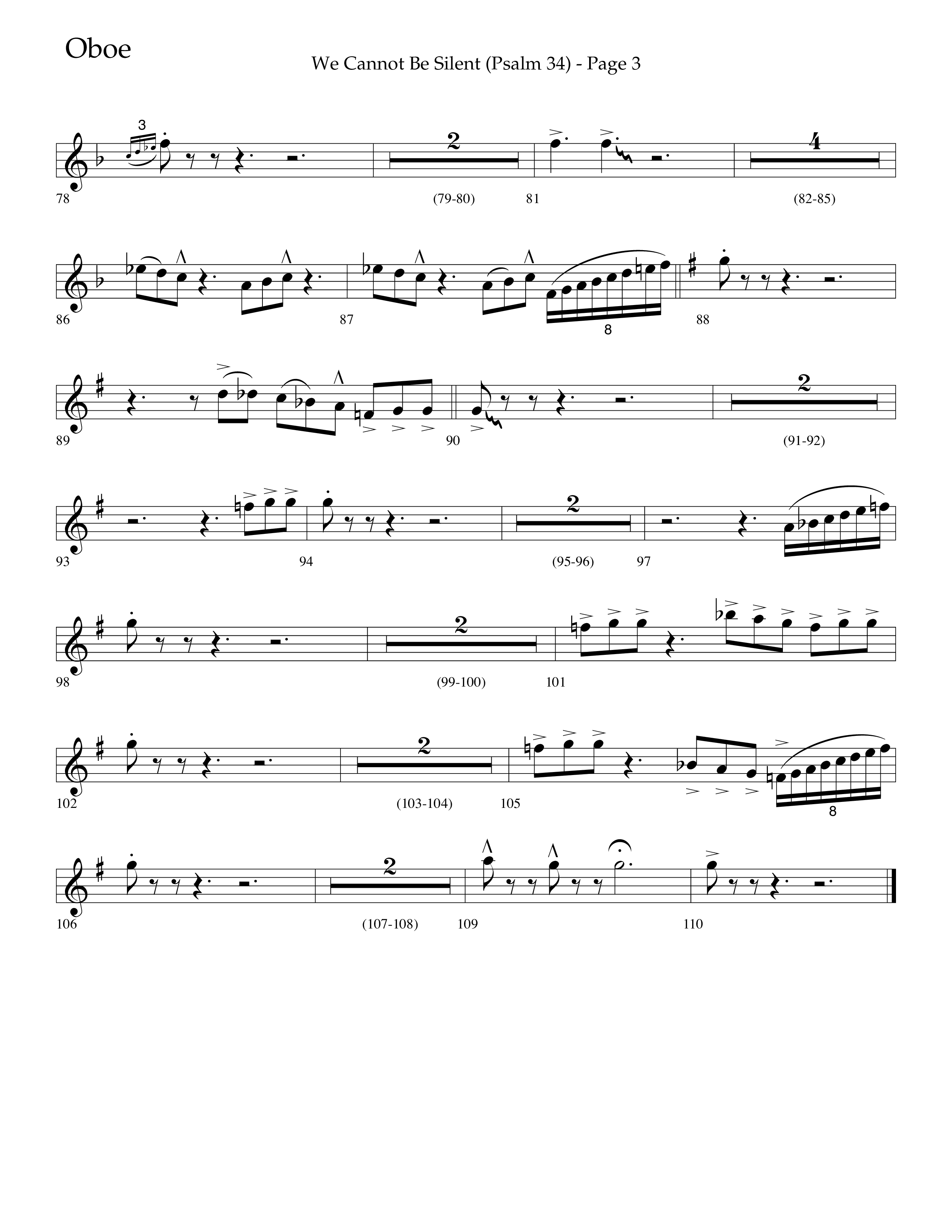 We Cannot Be Silent (Psalm 34) (Choral Anthem SATB) Oboe (Lifeway Choral / Arr. Bradley Knight)