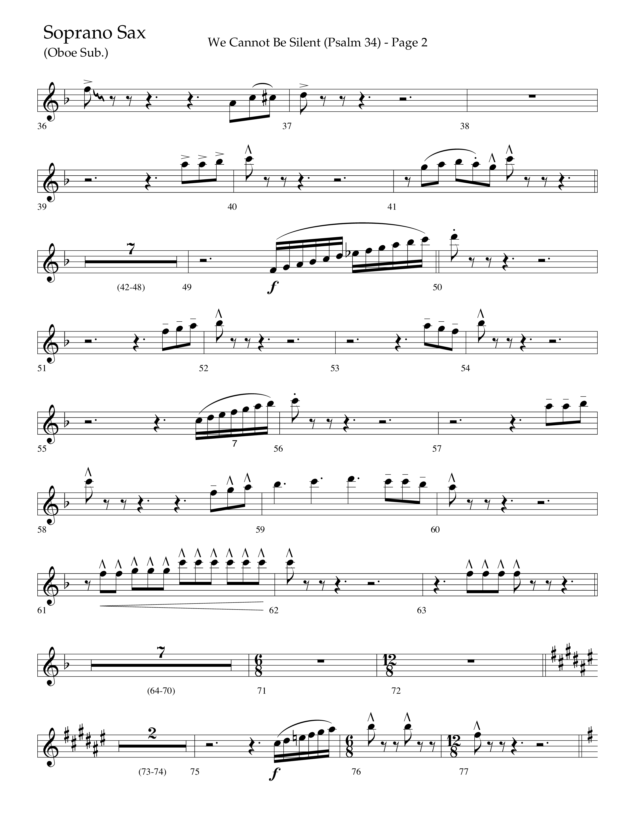 We Cannot Be Silent (Psalm 34) (Choral Anthem SATB) Soprano Sax (Lifeway Choral / Arr. Bradley Knight)