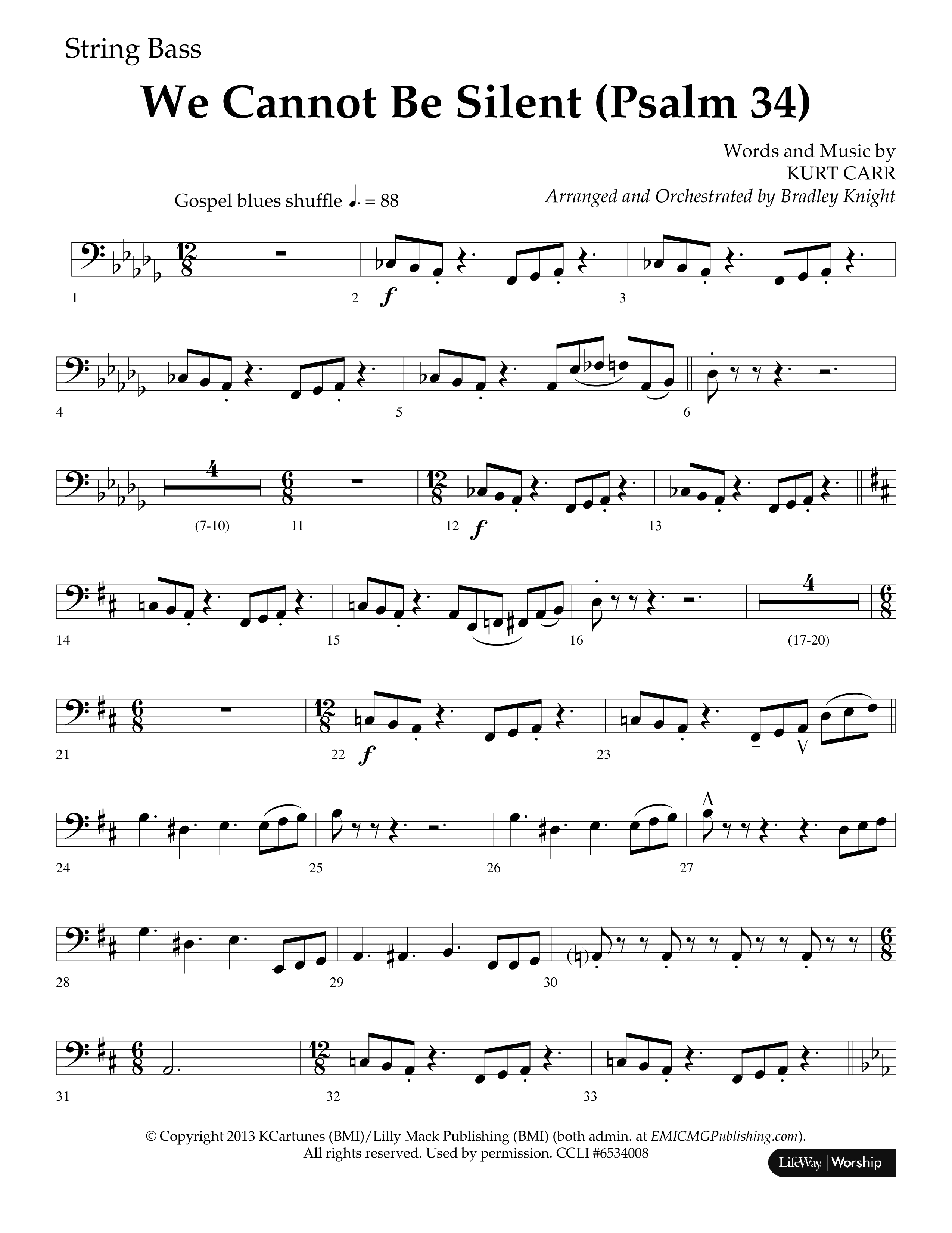 We Cannot Be Silent (Psalm 34) (Choral Anthem SATB) String Bass (Lifeway Choral / Arr. Bradley Knight)