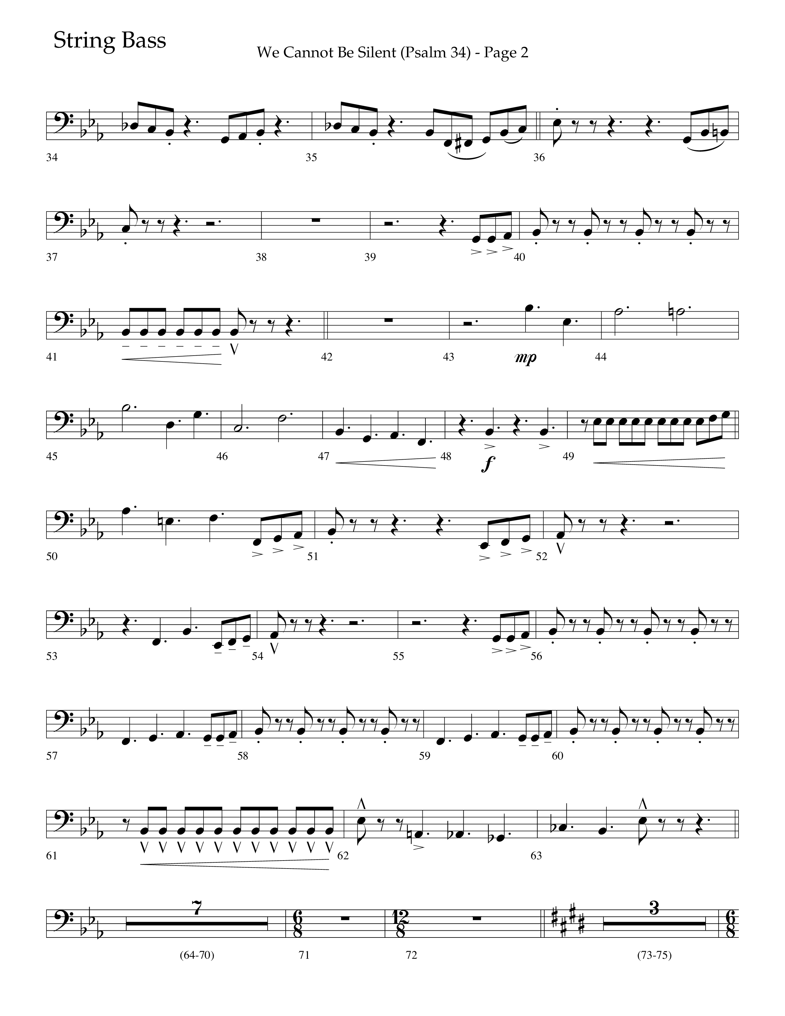We Cannot Be Silent (Psalm 34) (Choral Anthem SATB) String Bass (Lifeway Choral / Arr. Bradley Knight)