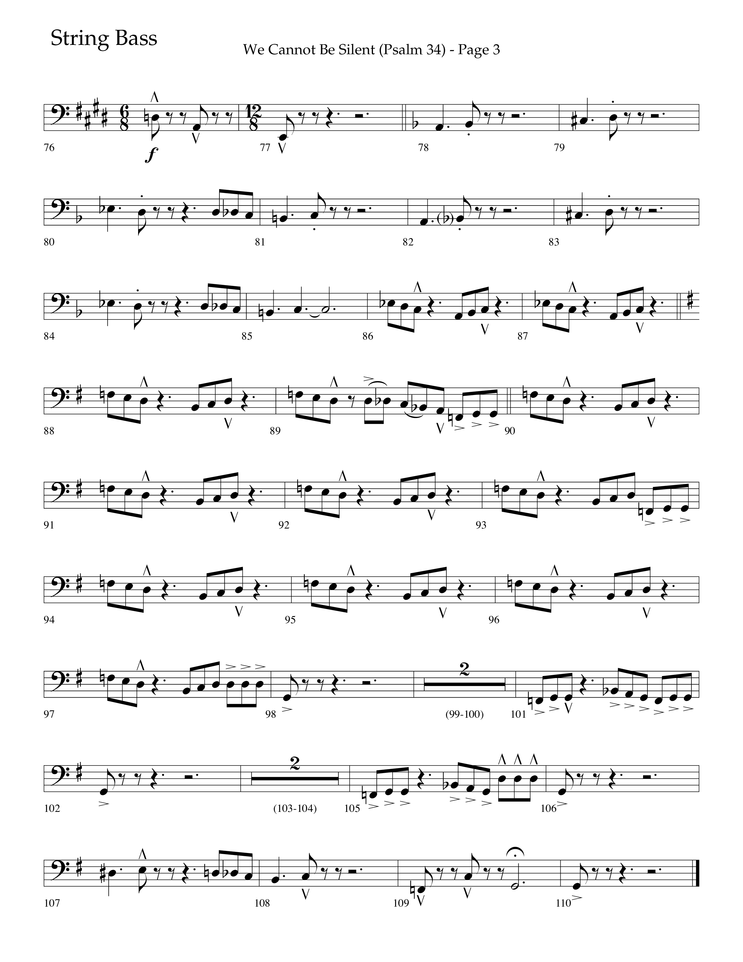We Cannot Be Silent (Psalm 34) (Choral Anthem SATB) String Bass (Lifeway Choral / Arr. Bradley Knight)
