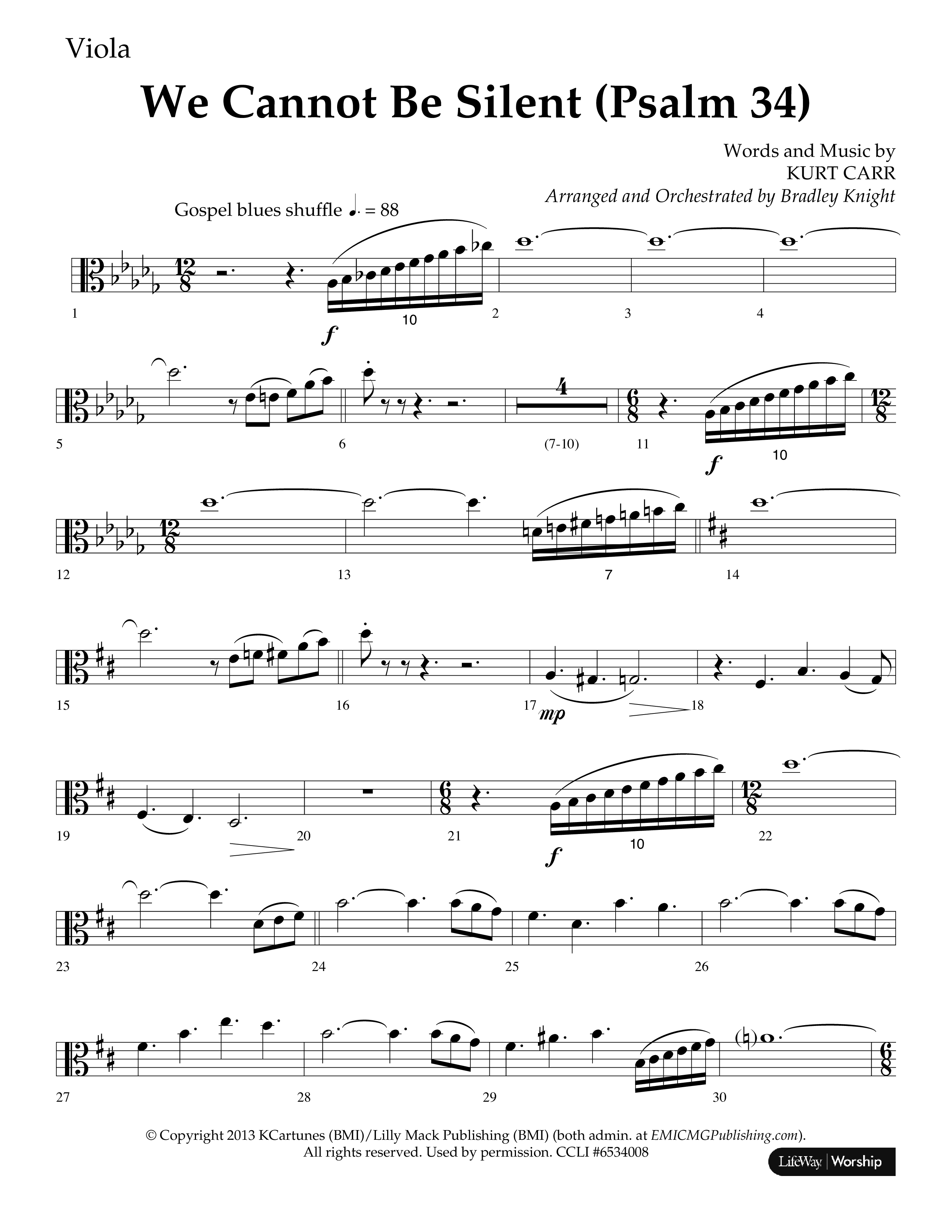 We Cannot Be Silent (Psalm 34) (Choral Anthem SATB) Viola (Lifeway Choral / Arr. Bradley Knight)