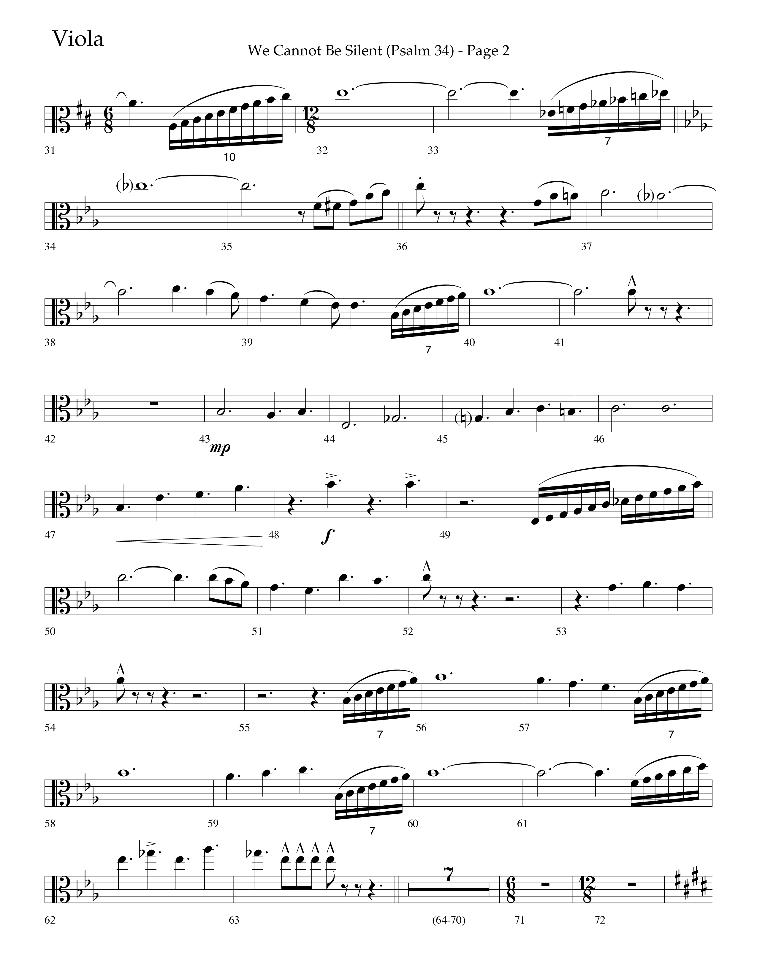 We Cannot Be Silent (Psalm 34) (Choral Anthem SATB) Viola (Lifeway Choral / Arr. Bradley Knight)