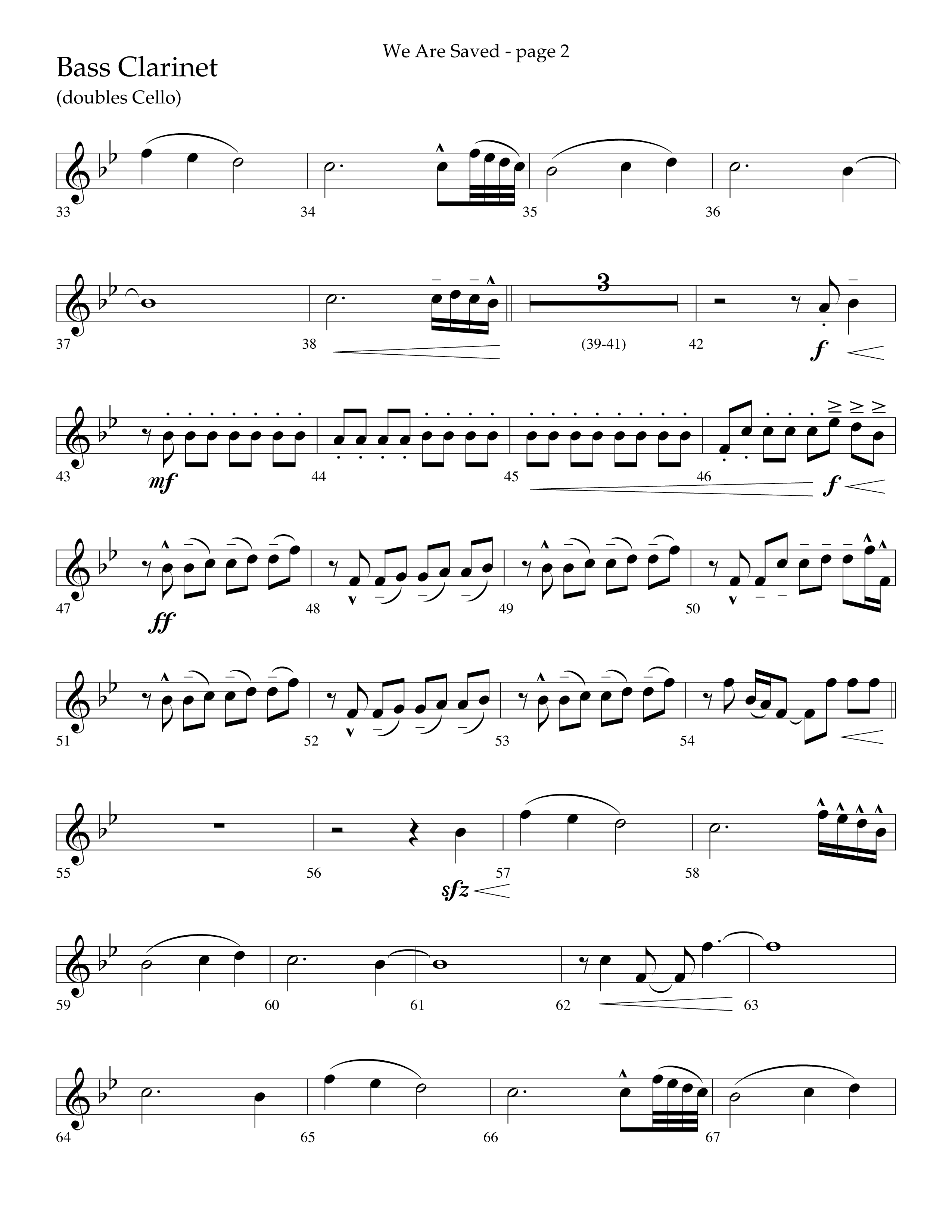 We Are Saved (Choral Anthem SATB) Bass Clarinet (Lifeway Choral / Arr. Cliff Duren)