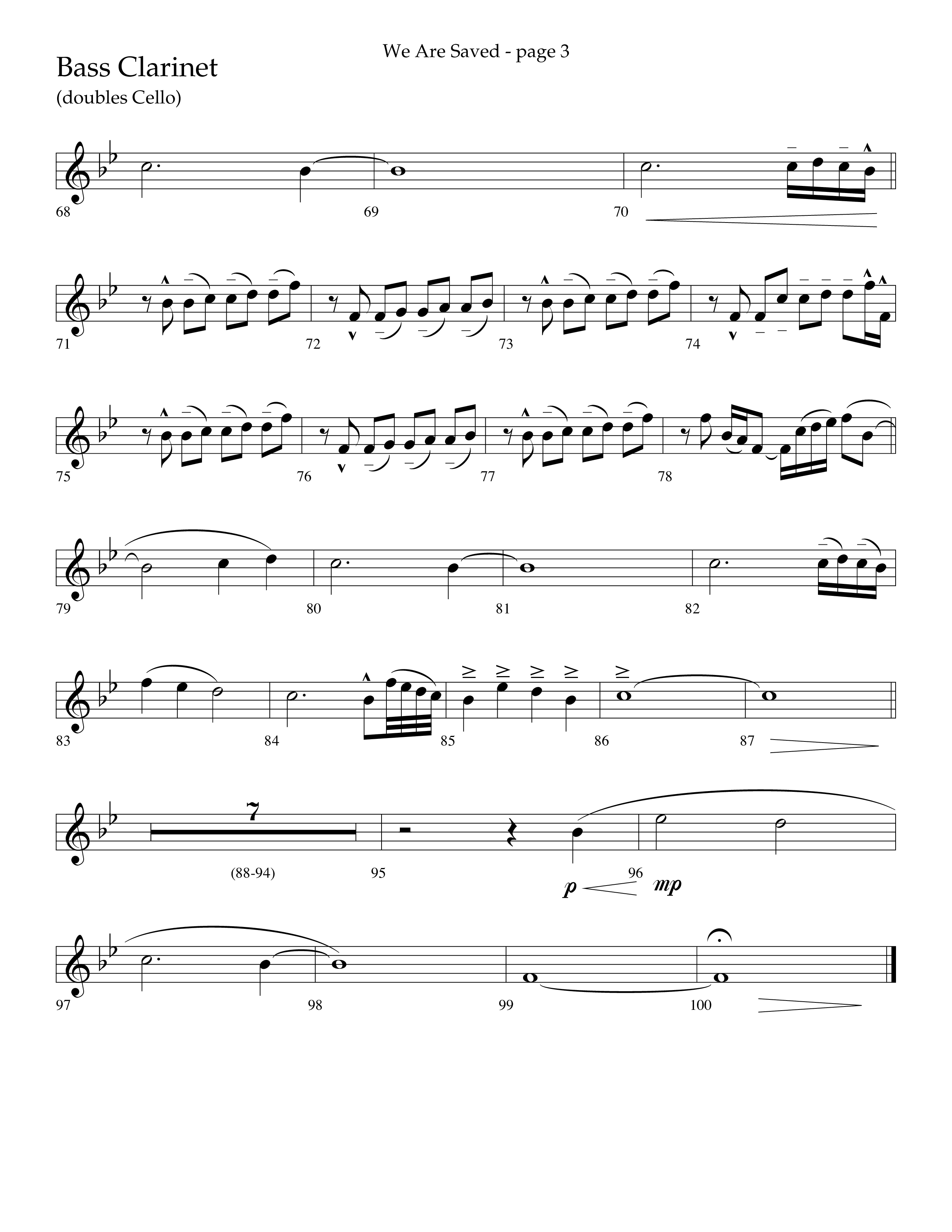 We Are Saved (Choral Anthem SATB) Bass Clarinet (Lifeway Choral / Arr. Cliff Duren)