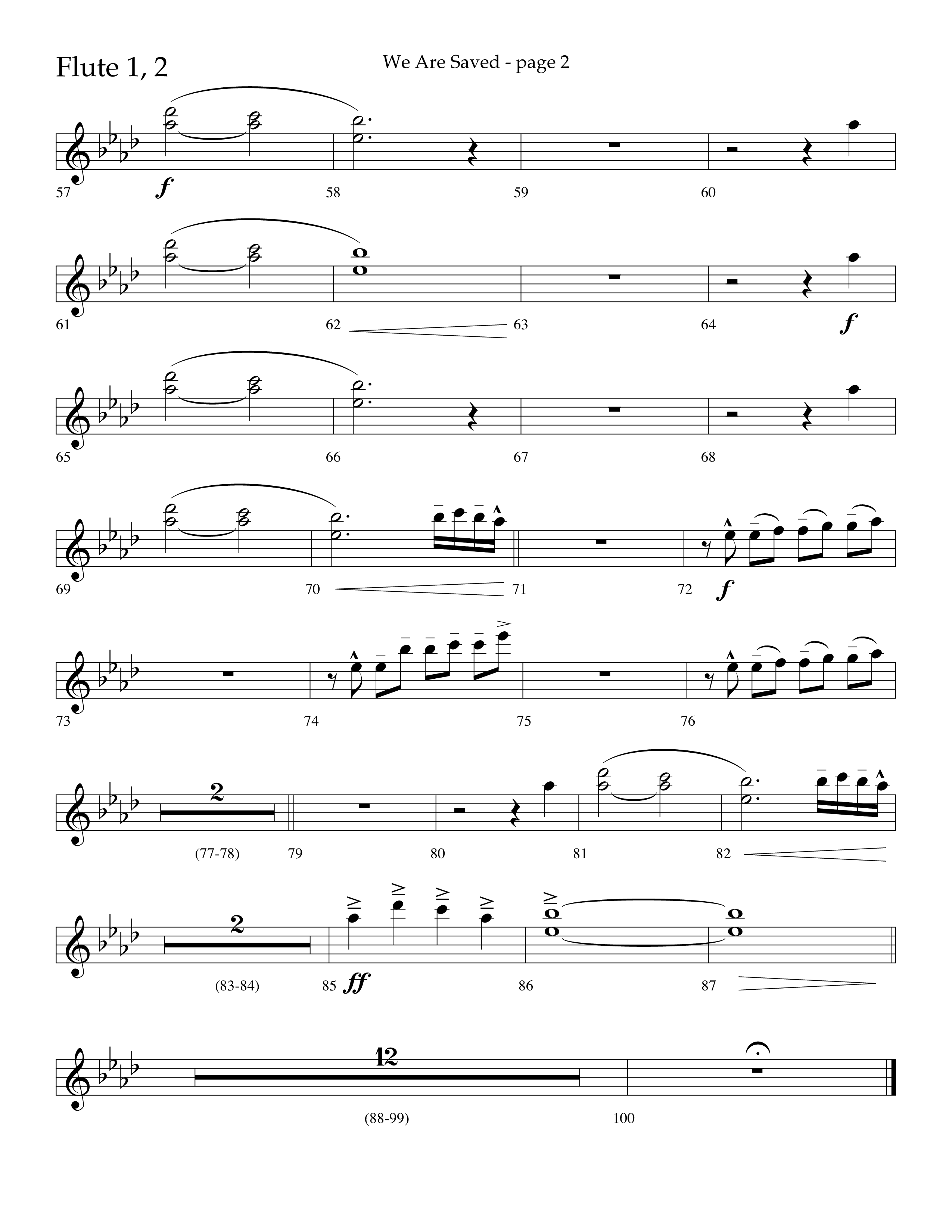 We Are Saved (Choral Anthem SATB) Flute 1/2 (Lifeway Choral / Arr. Cliff Duren)
