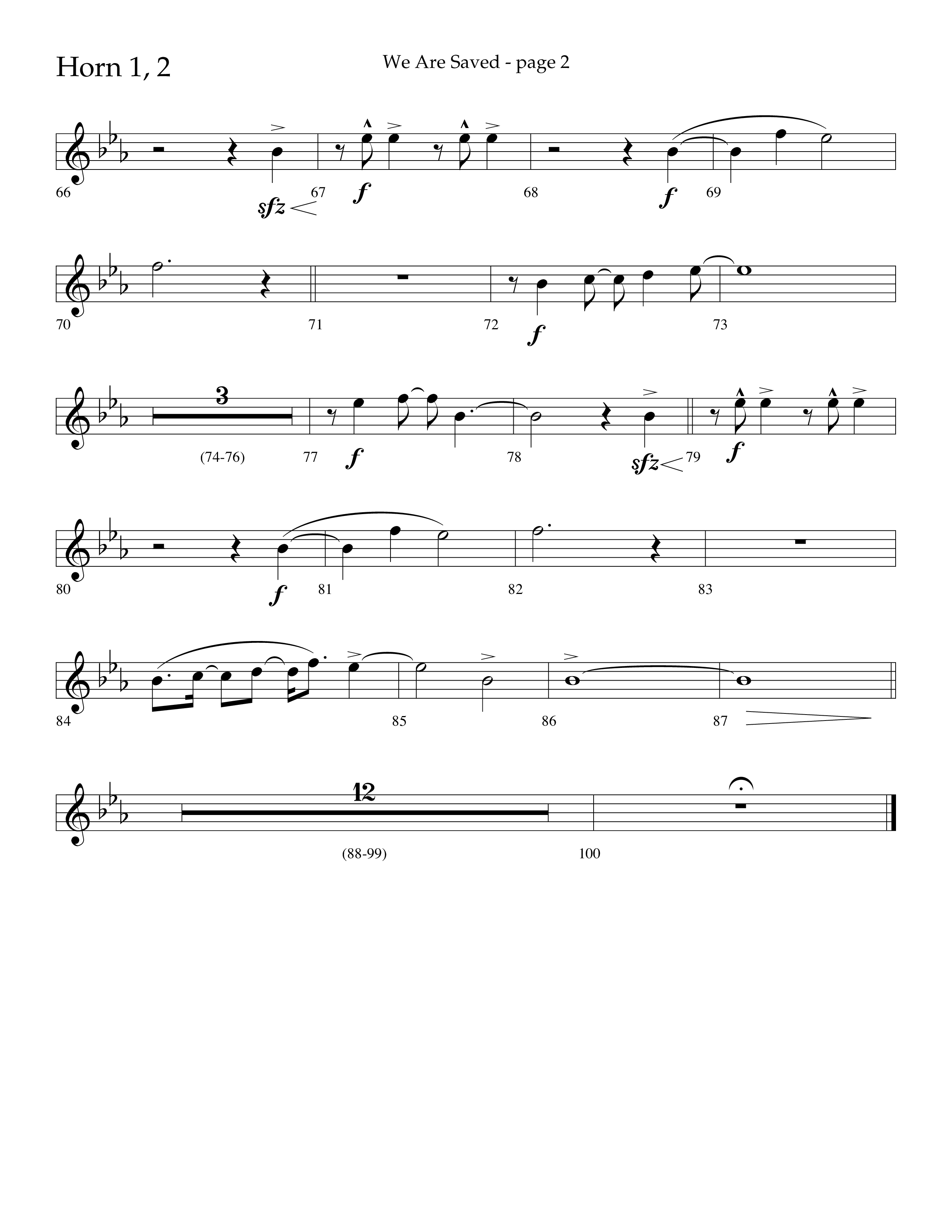 We Are Saved (Choral Anthem SATB) French Horn 1/2 (Lifeway Choral / Arr. Cliff Duren)