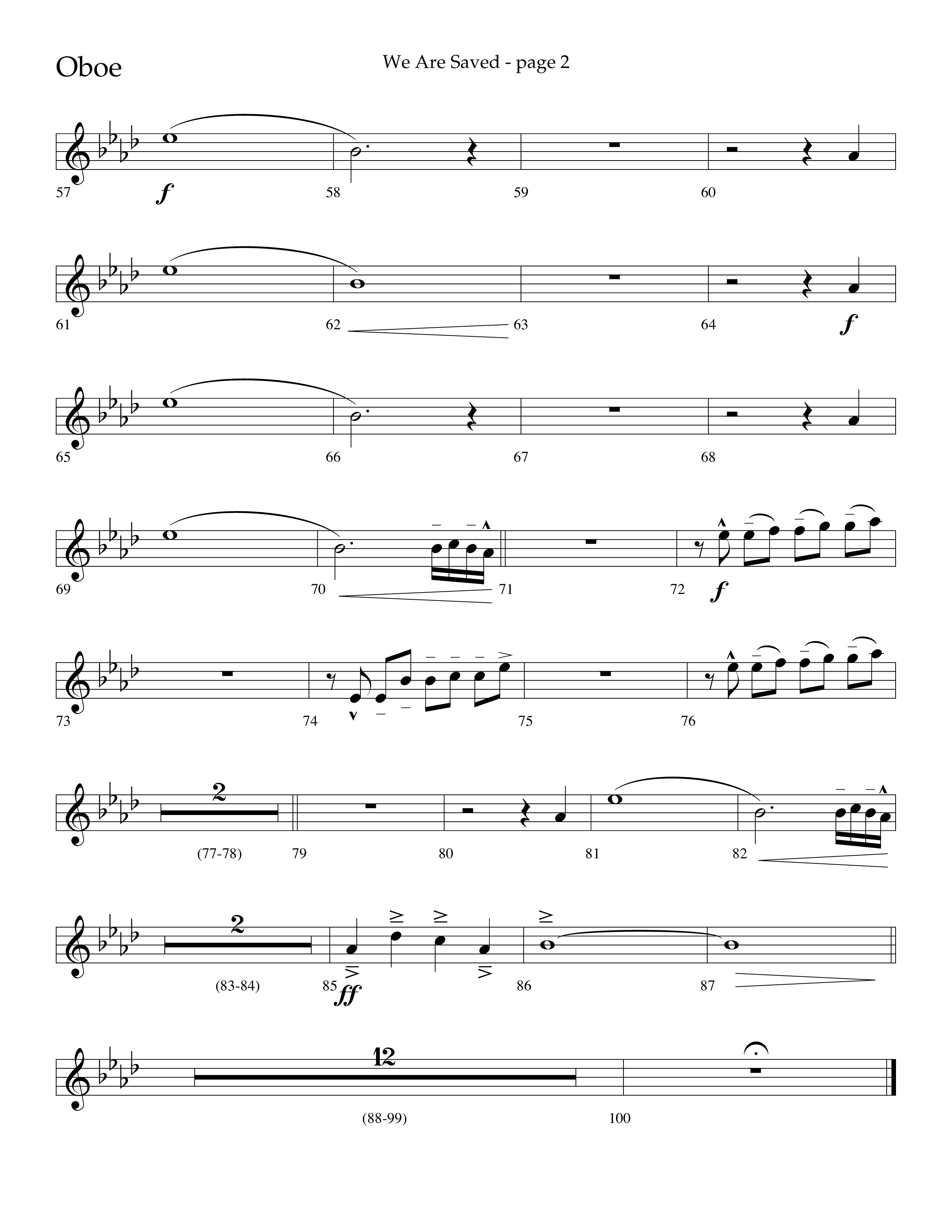 We Are Saved (Choral Anthem SATB) Oboe (Lifeway Choral / Arr. Cliff Duren)