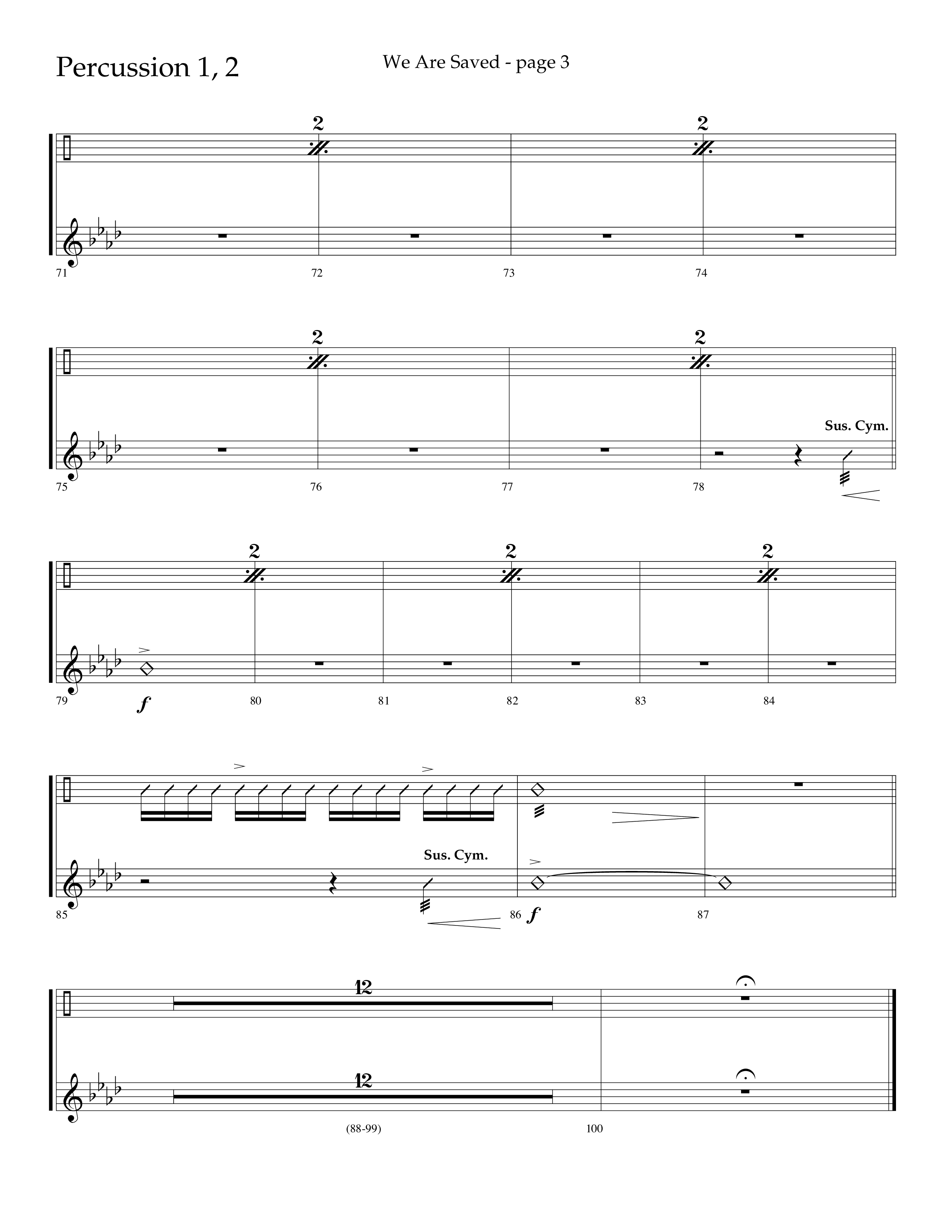 We Are Saved (Choral Anthem SATB) Percussion 1/2 (Lifeway Choral / Arr. Cliff Duren)
