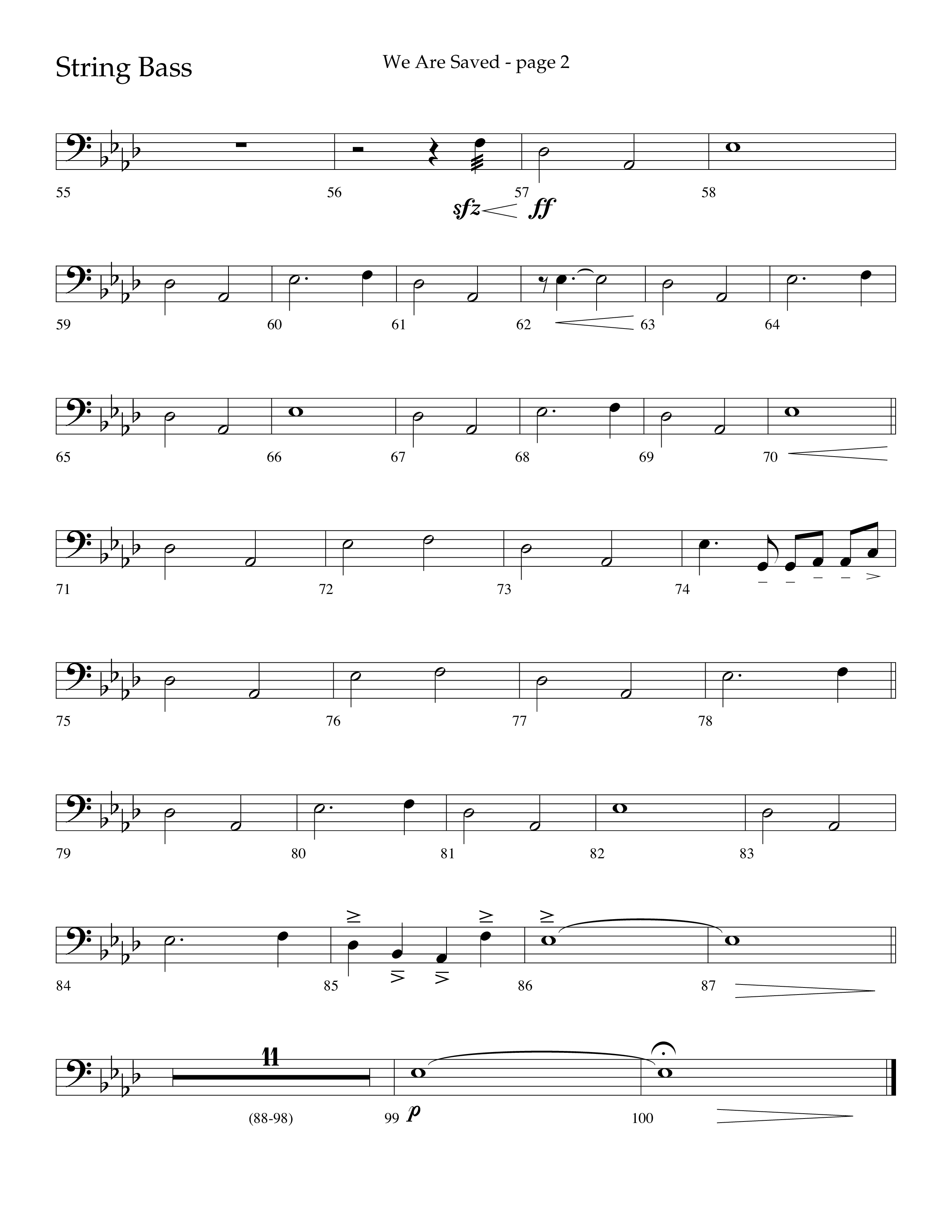 We Are Saved (Choral Anthem SATB) String Bass (Lifeway Choral / Arr. Cliff Duren)