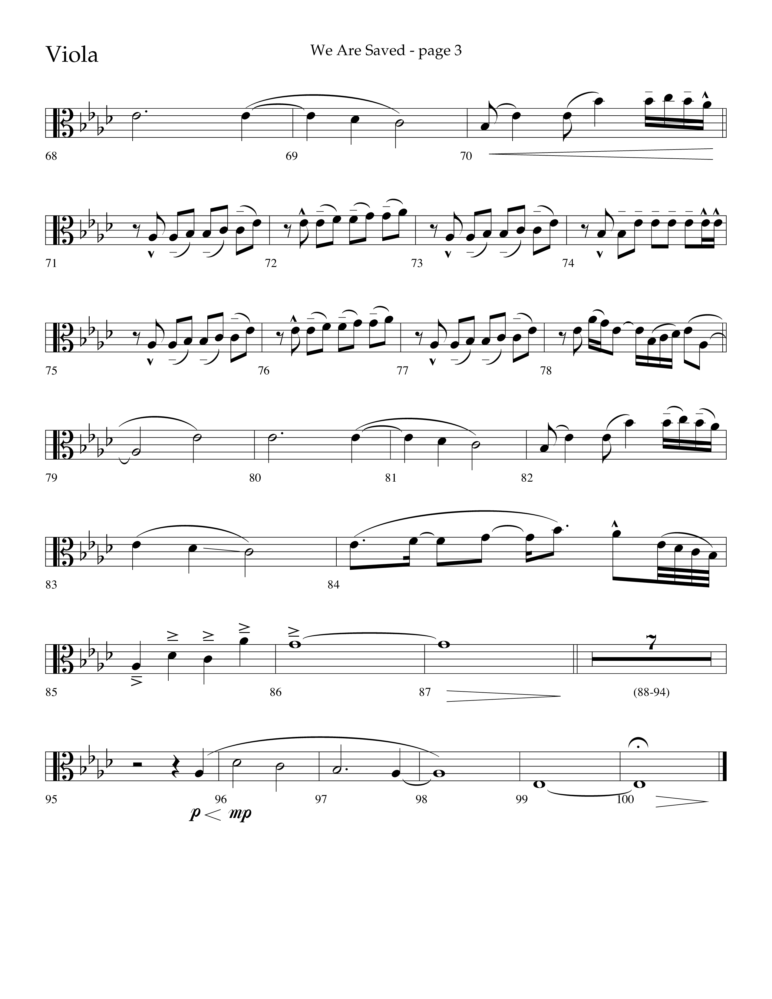 We Are Saved (Choral Anthem SATB) Viola (Lifeway Choral / Arr. Cliff Duren)