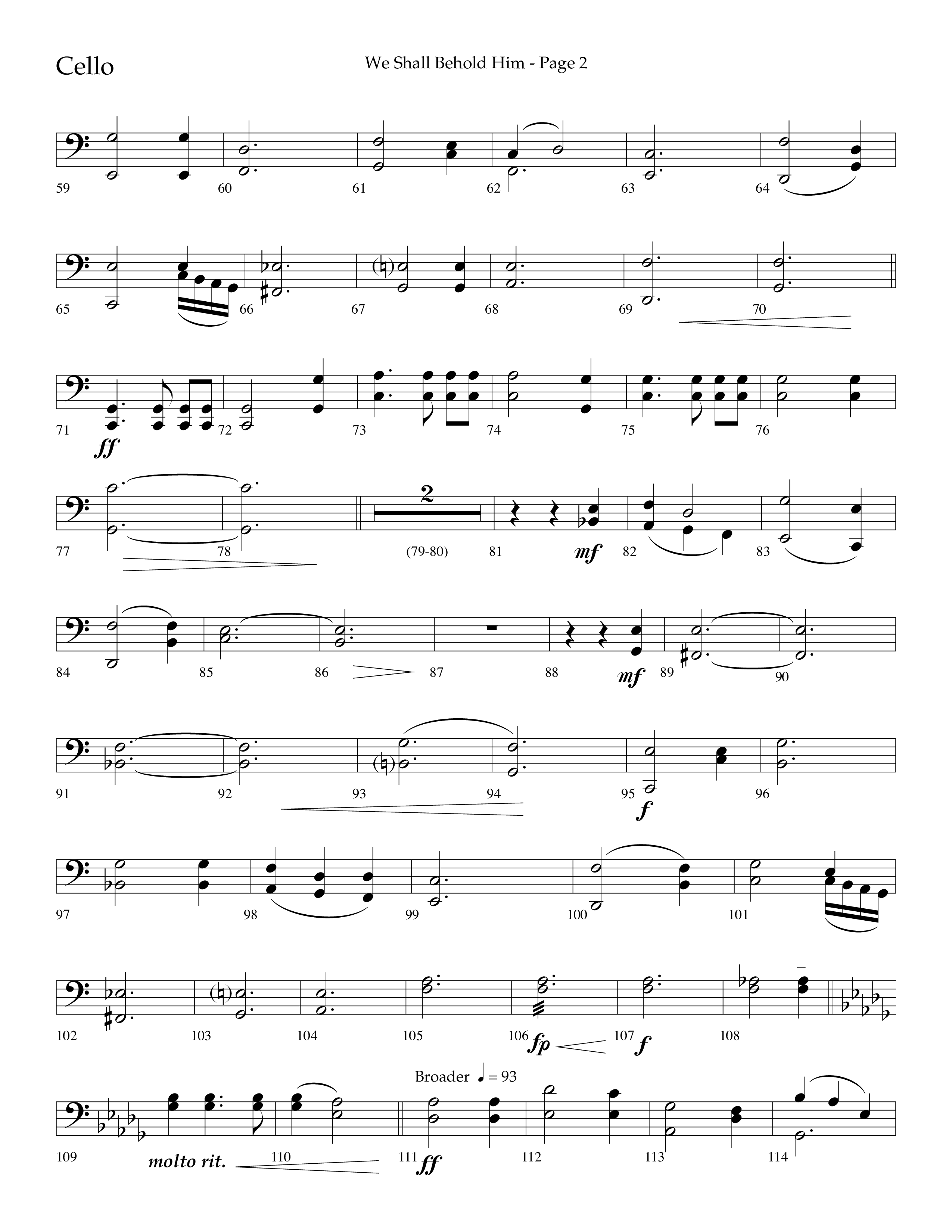 We Shall Behold Him (Choral Anthem SATB) Cello (Lifeway Choral / Arr. Russell Mauldin)